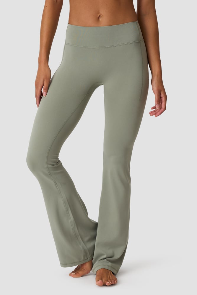 ICIW Luxe Mid Rise Flare Tights Dusty Sage Green