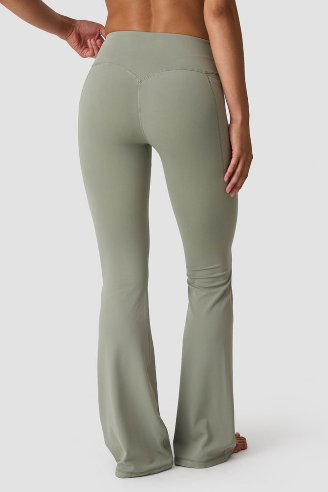 ICIW Luxe Mid Rise Flare Tights Dusty Sage Green