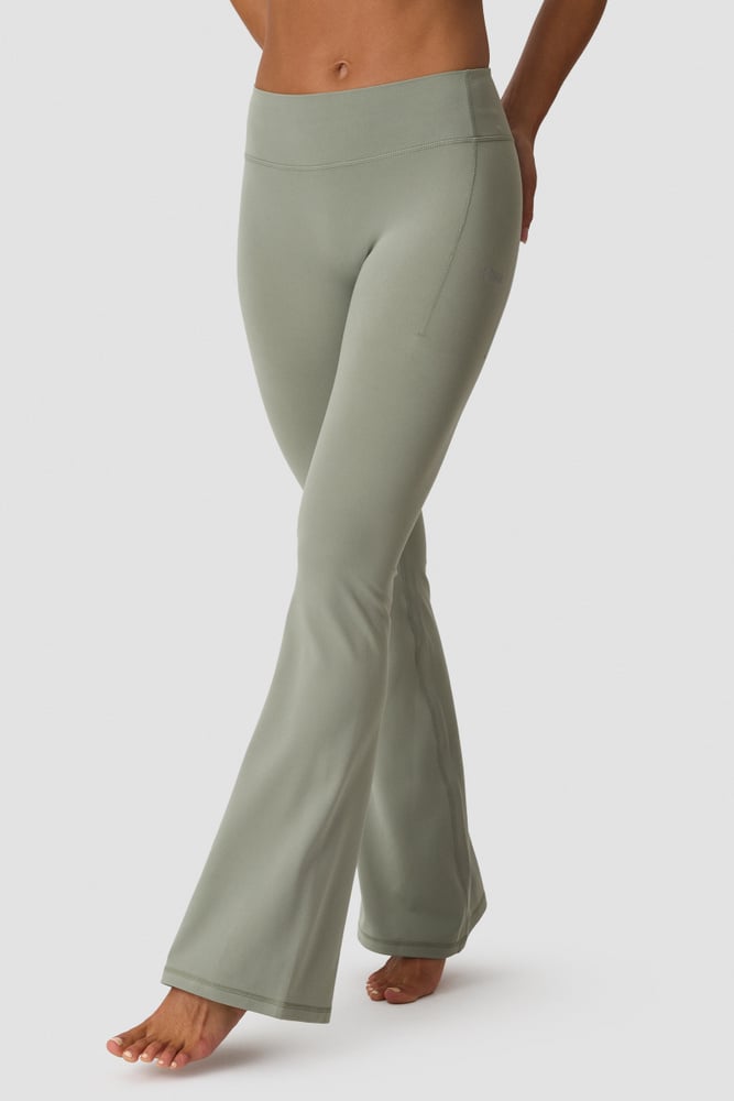 ICIW Luxe Mid Rise Flare Tights Dusty Sage Green