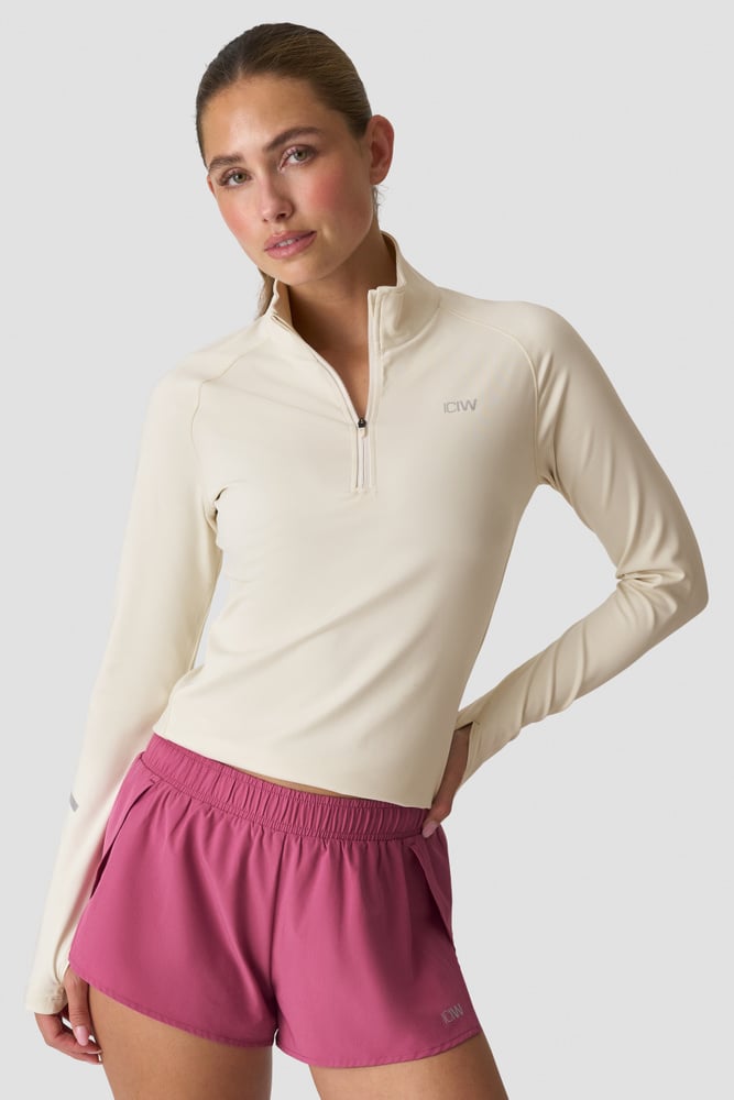 ICIW Everyday Long Sleeve 1/4 Stripe Zipper W Cream