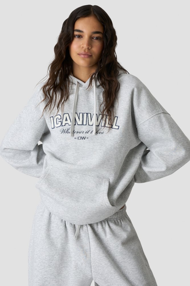 ICIW Everyday Relaxed Hoodie Terry Print Light Grey Melange