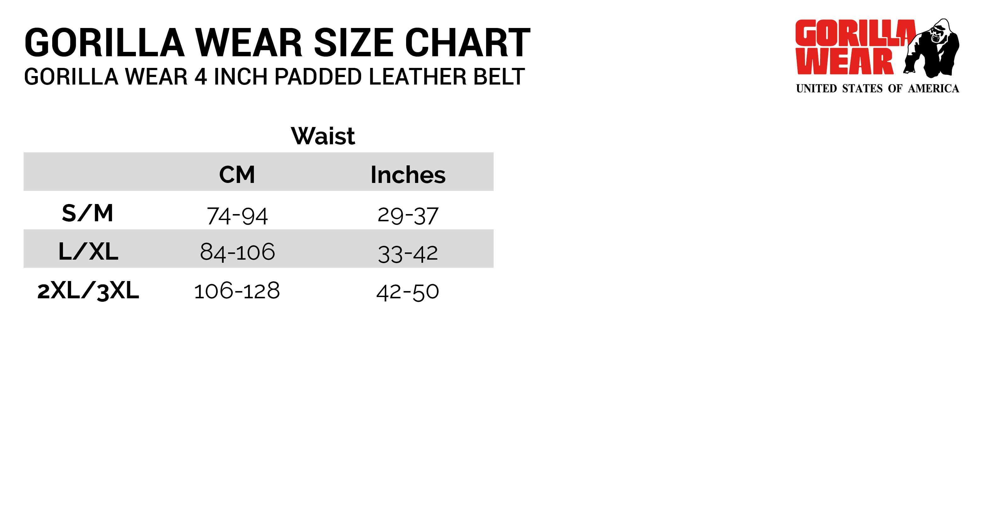 Gorilla Wear 4 Inch Padded Leather Belt, black/grey Gorilla Wear