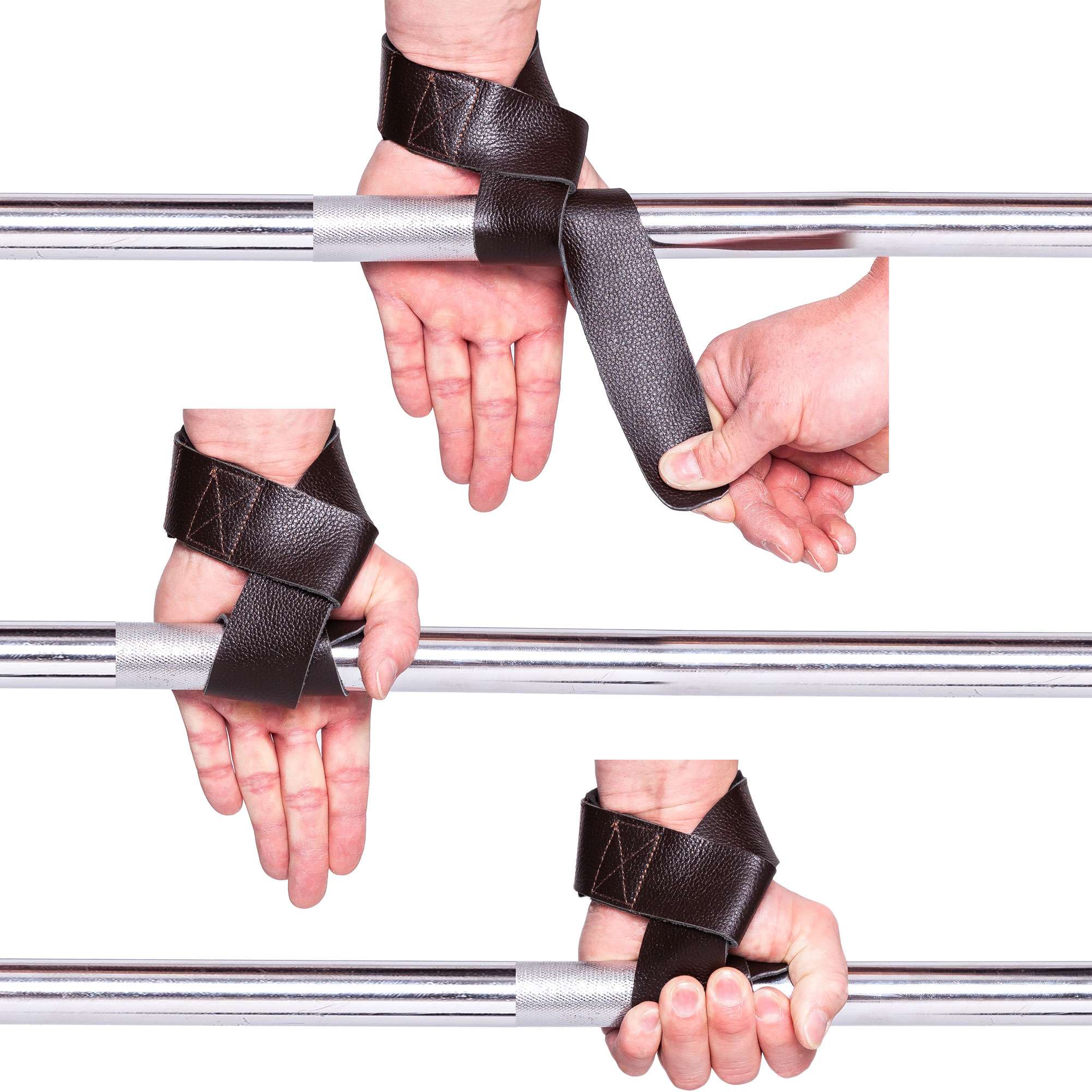 C.P. Sports Padded Leather Lifting Straps, black C.P. Sports