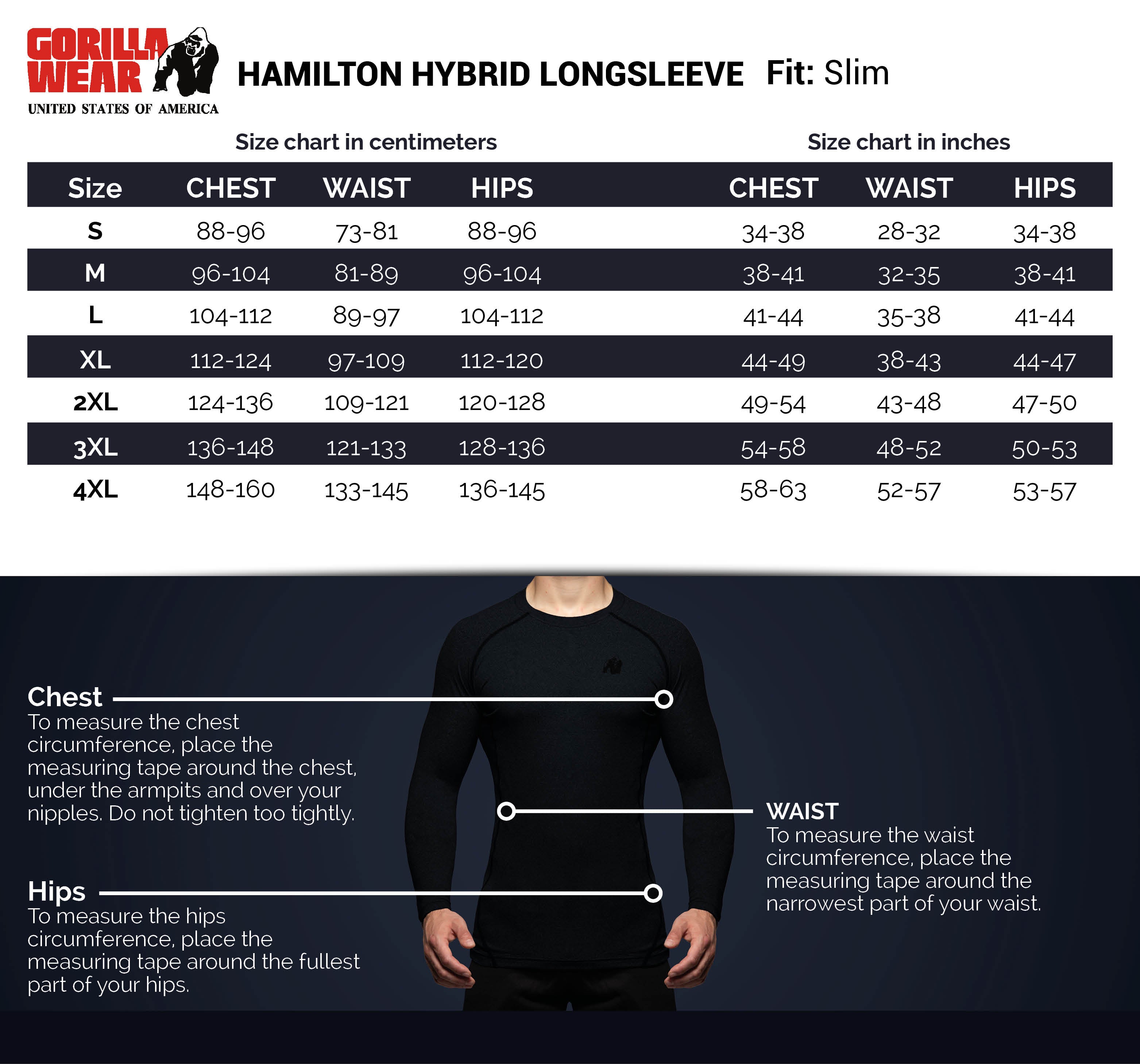 Gorilla Wear Hamilton Hybrid Long Sleeve, black Gorilla Wear