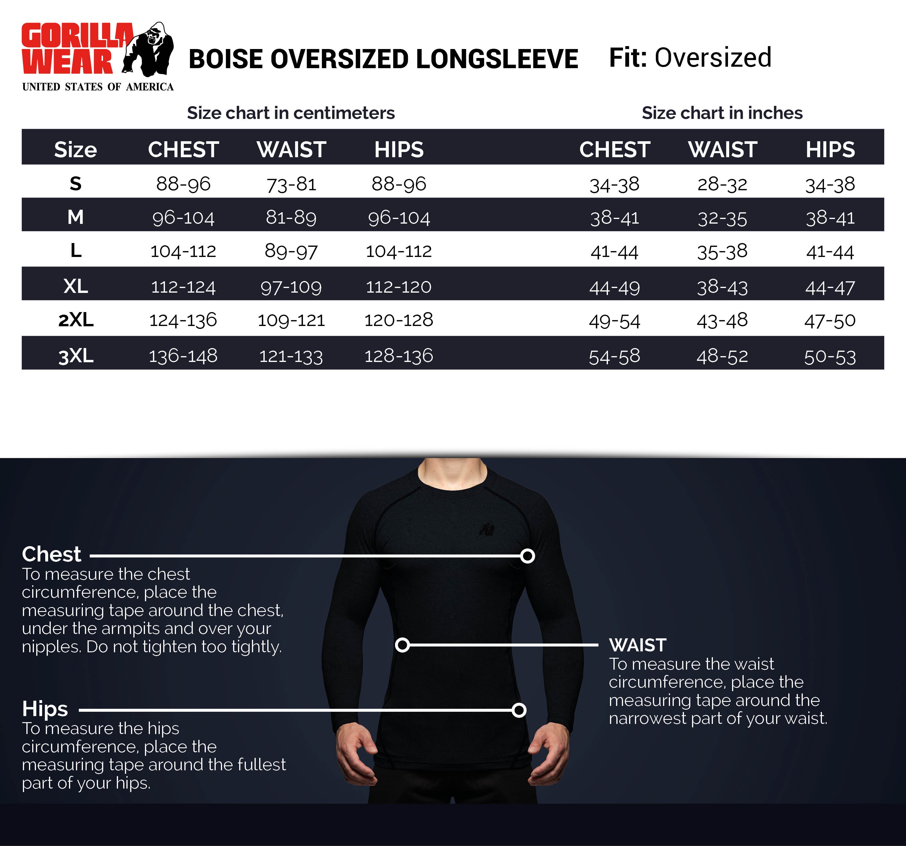 Gorilla Wear Boise Oversized Long Sleeve, black Gorilla Wear
