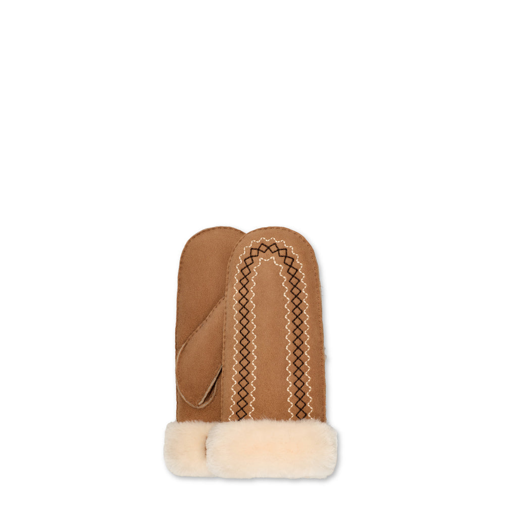 UGG Atherson Embroidered Mitten – Dam – Chestnut