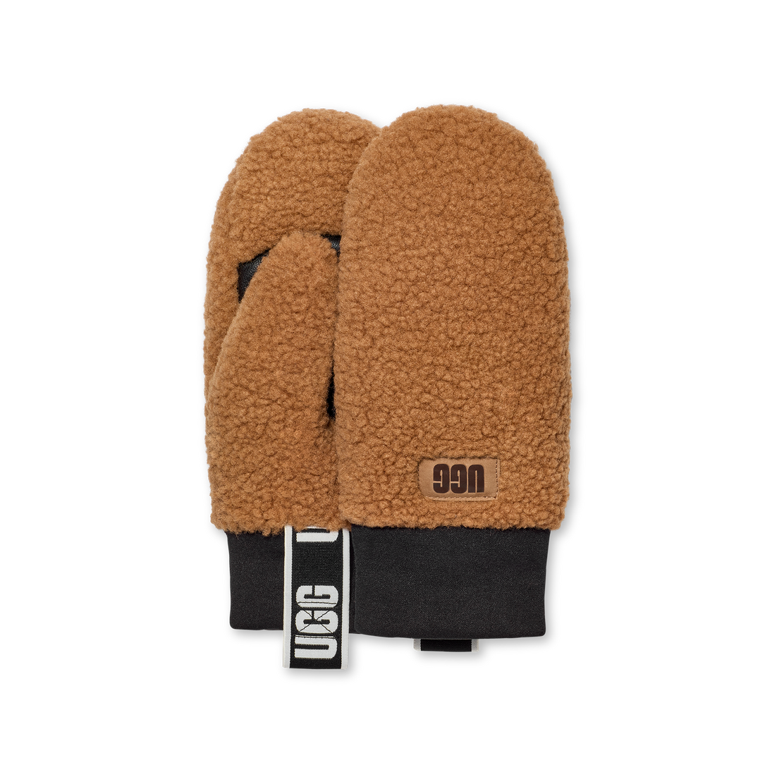 UGG UGGfluff Mitten With Logo Tape – Dam – Chestnut