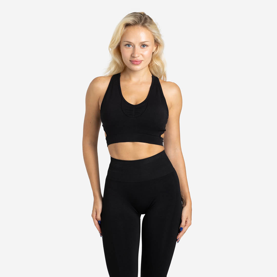 Picsil Tank sports bra with V Seamless neck Svart Picsil