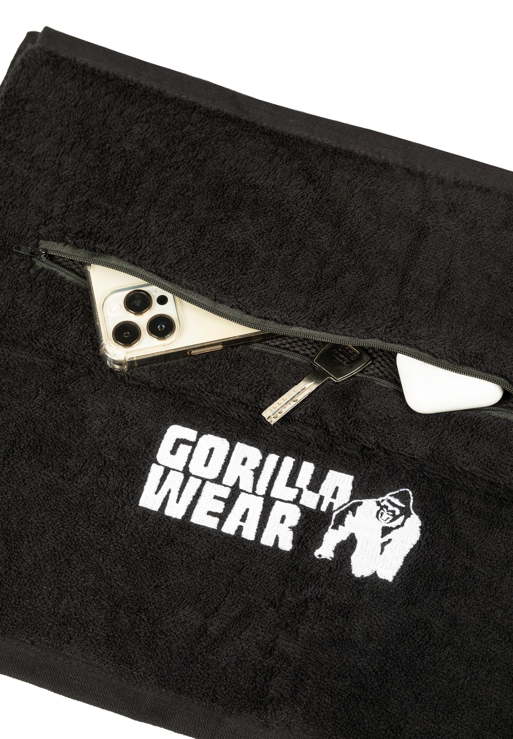 Gorilla Wear Zip Pocket Gym Towel, black Gorilla Wear