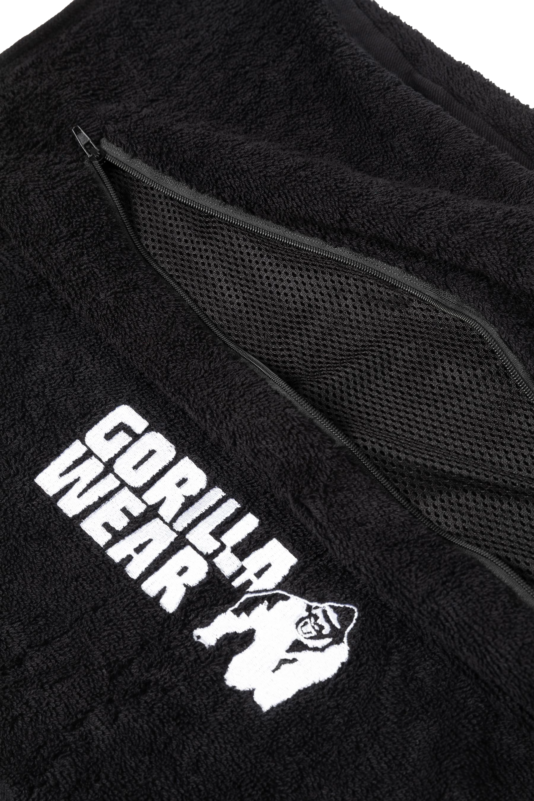 Gorilla Wear Zip Pocket Gym Towel, black Gorilla Wear