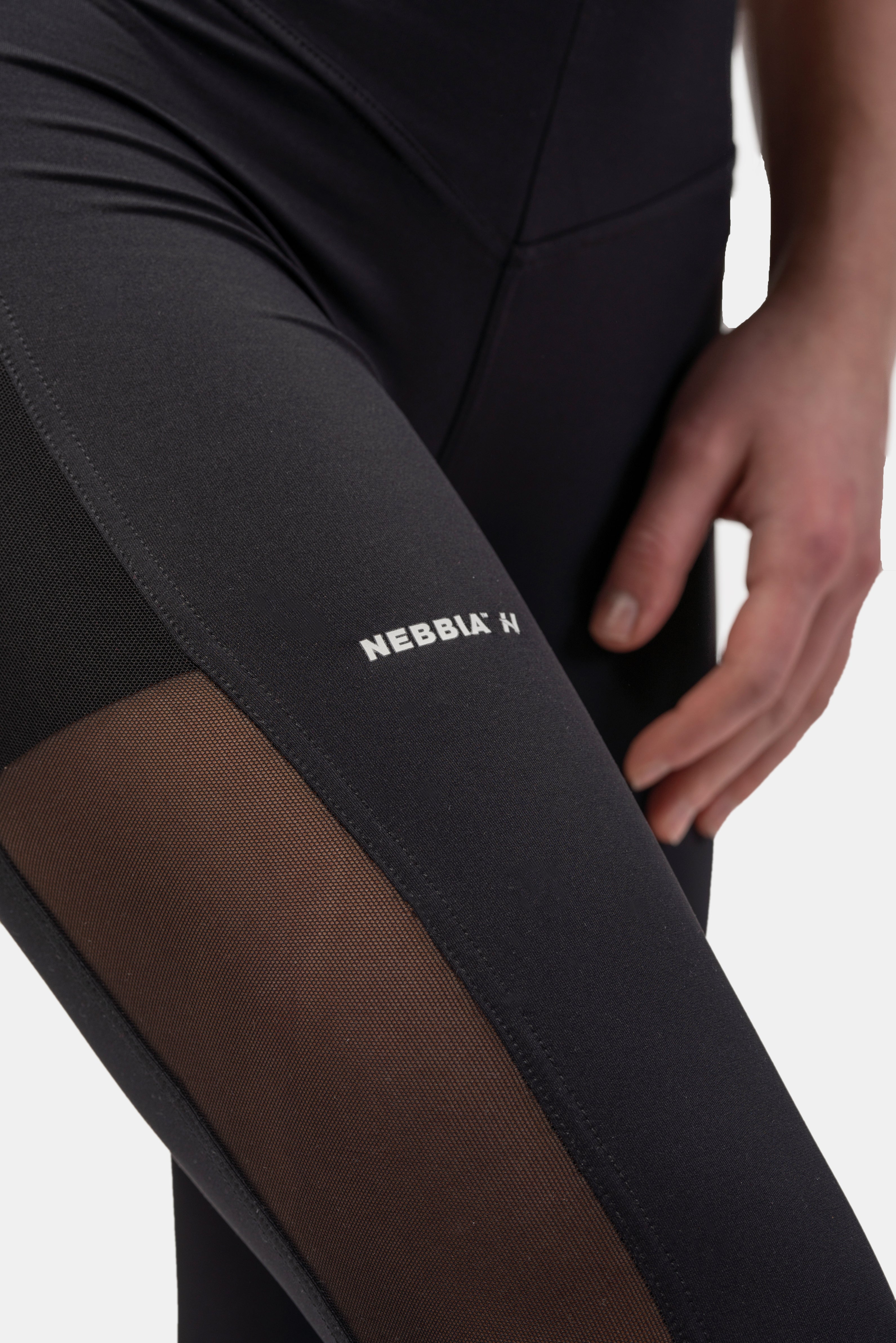 NEBBIA Black Mesh Design Leggings, black NEBBIA