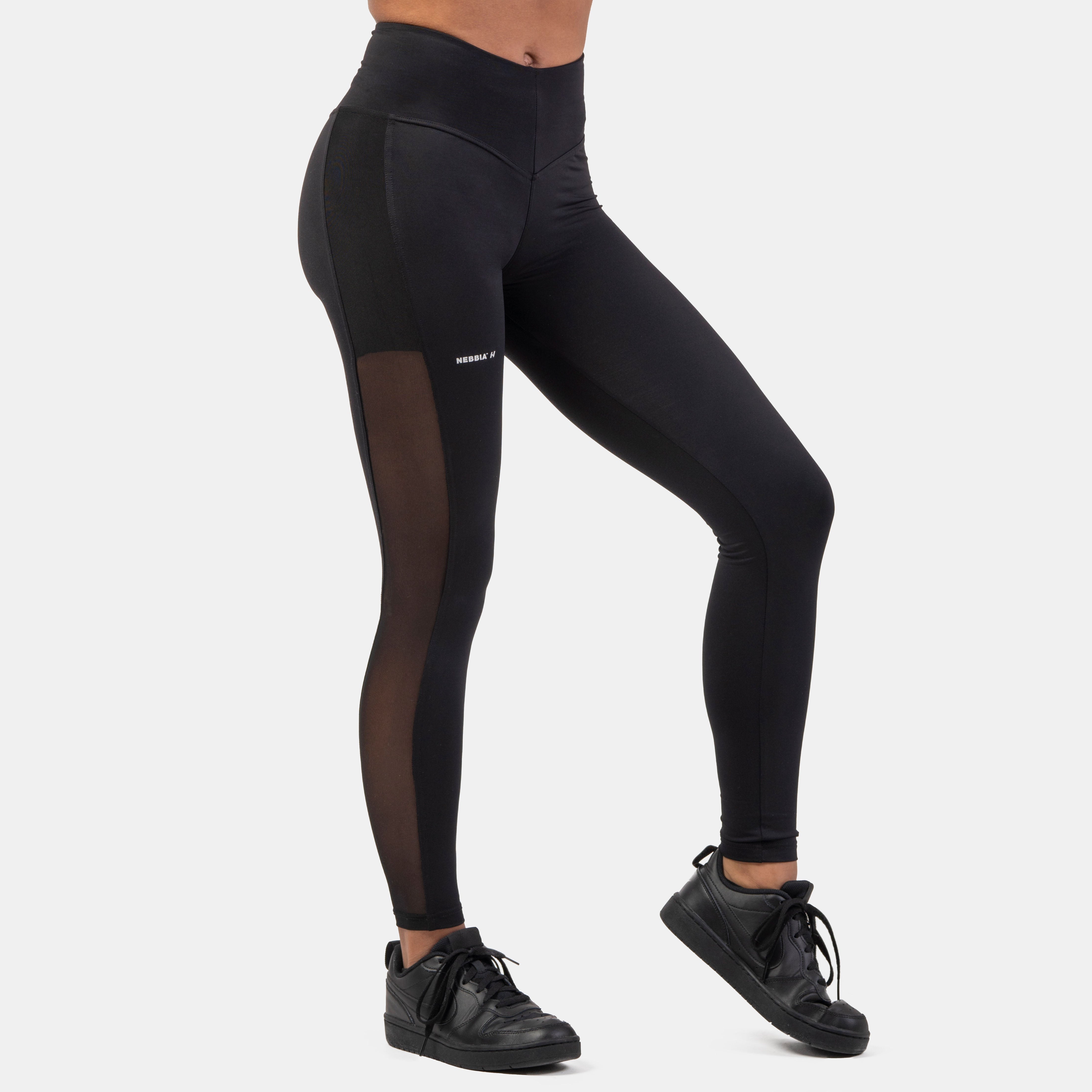 NEBBIA Black Mesh Design Leggings, black NEBBIA