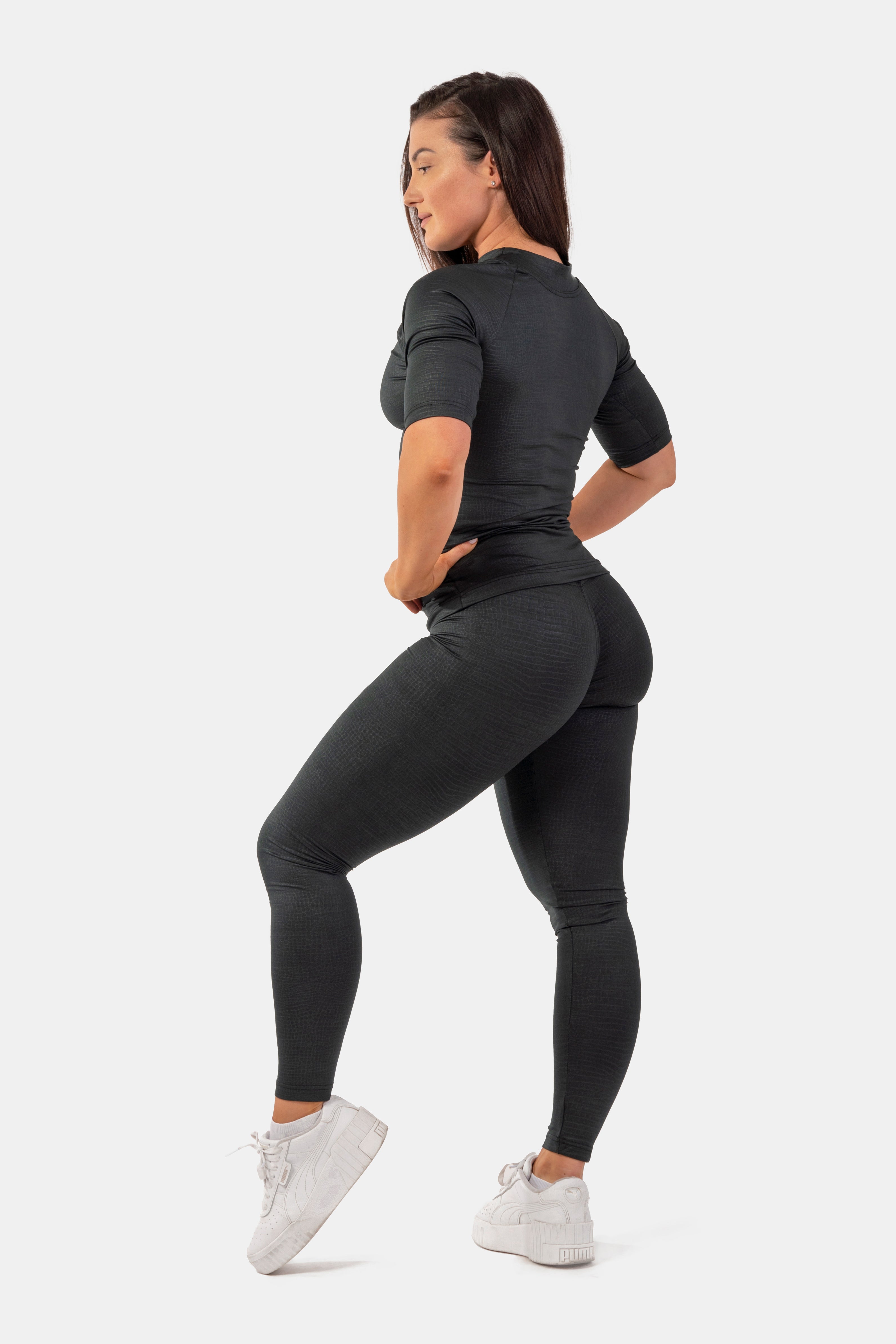 NEBBIA Python SnakeSkin High-Waist Leggings, black NEBBIA