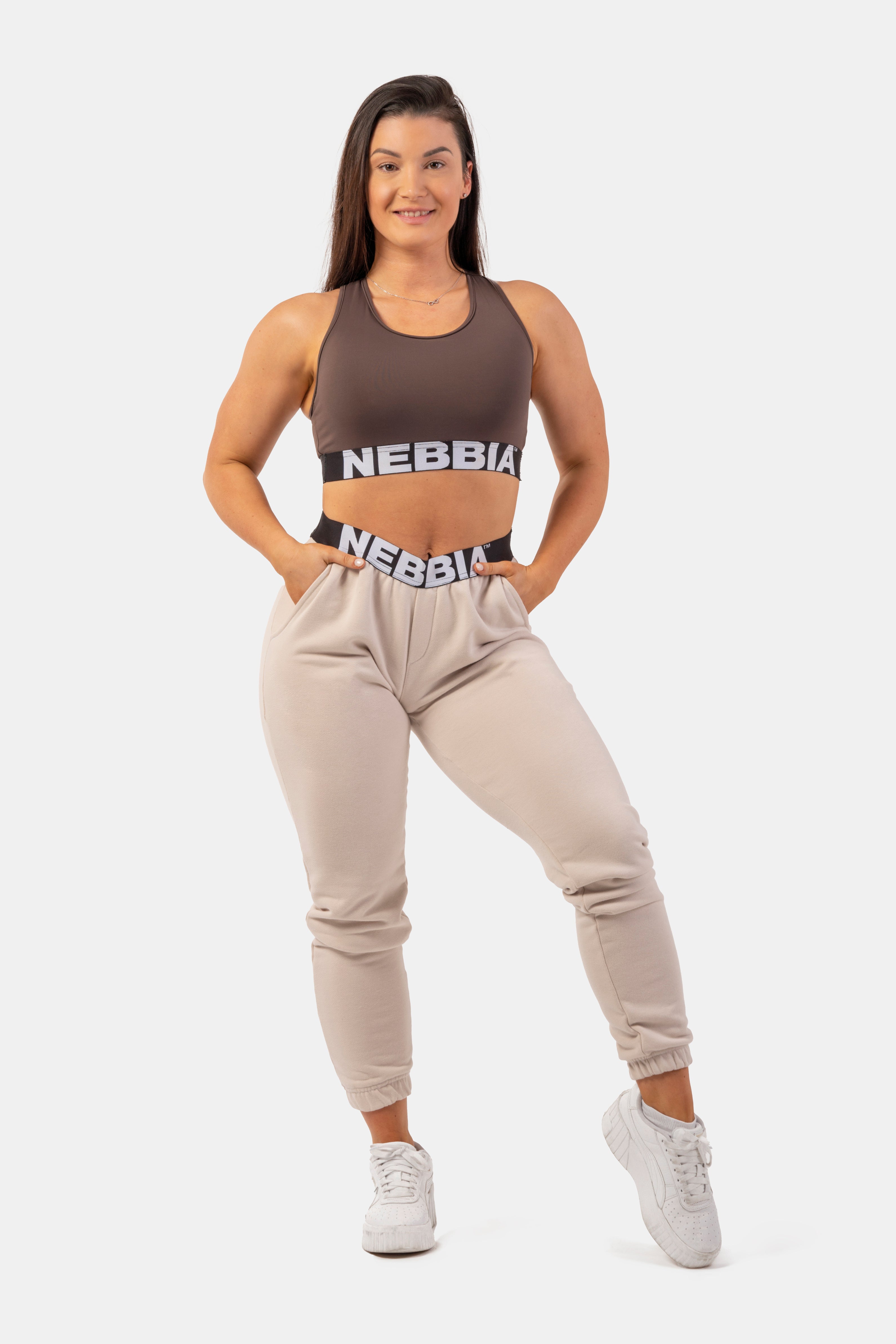 NEBBIA Iconic Mid-Waist Sweatpants, cream NEBBIA