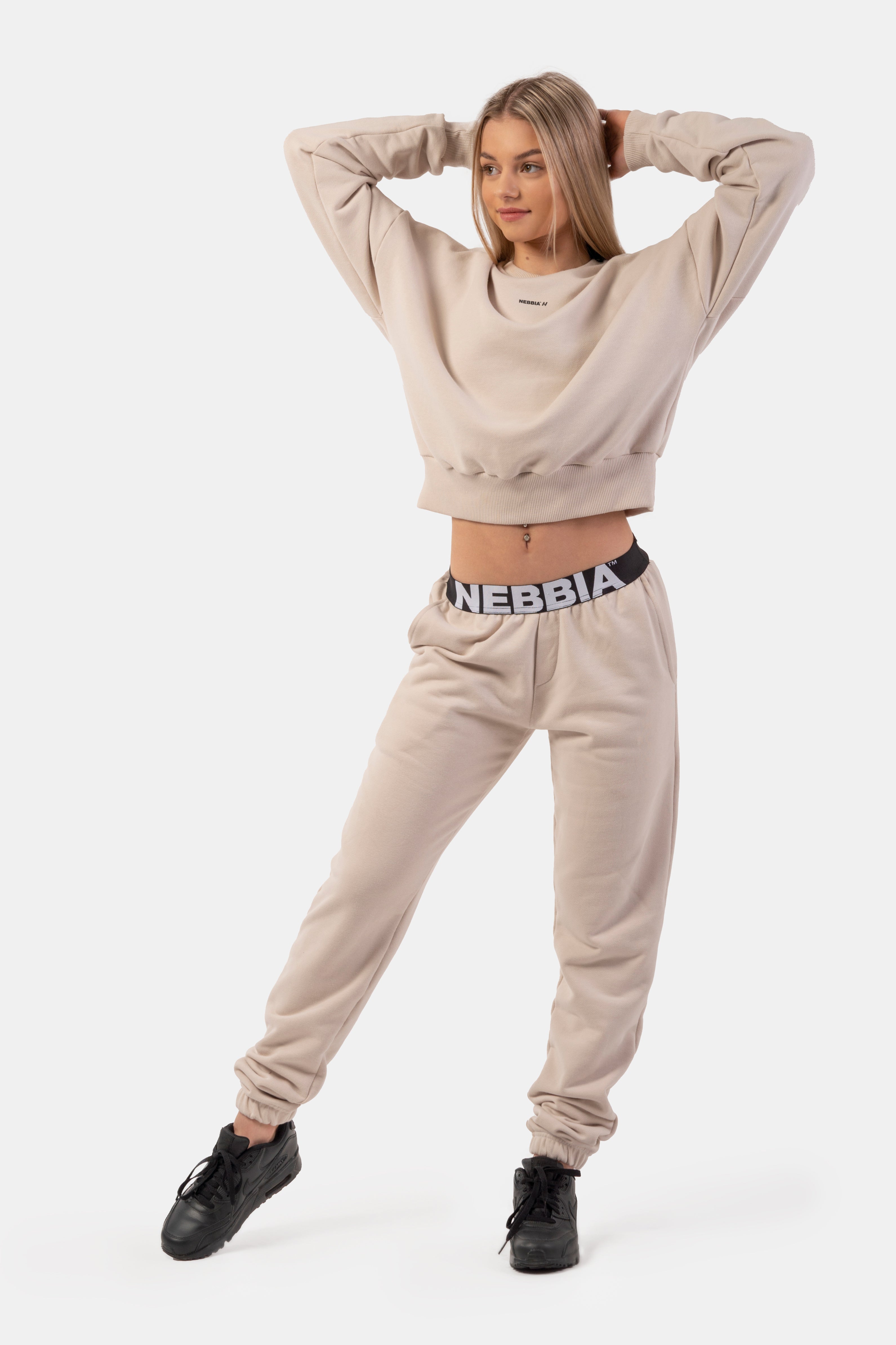 NEBBIA Iconic Mid-Waist Sweatpants, cream NEBBIA