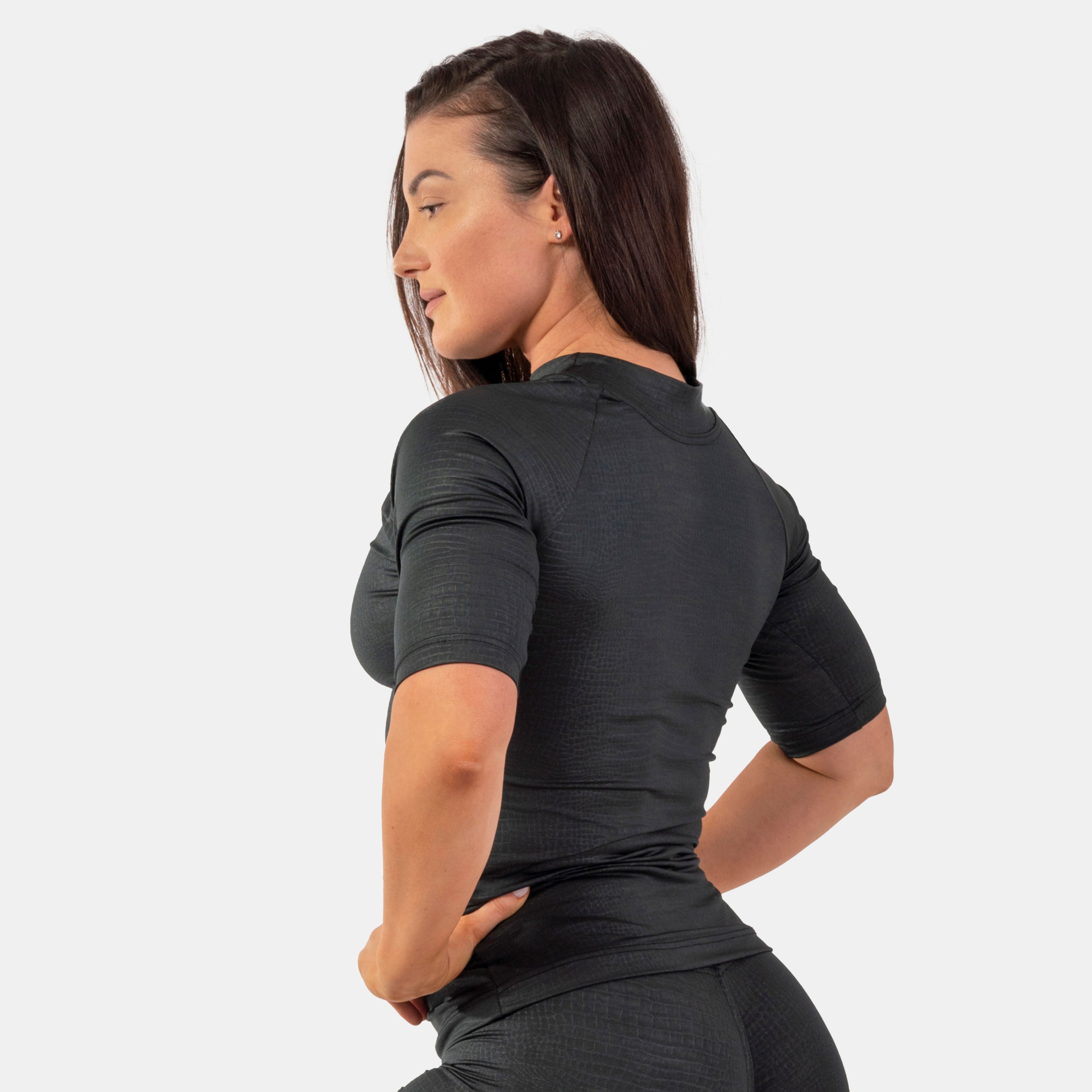 NEBBIA Python SnakeSkin Mid Sleeve T-shirt, black NEBBIA