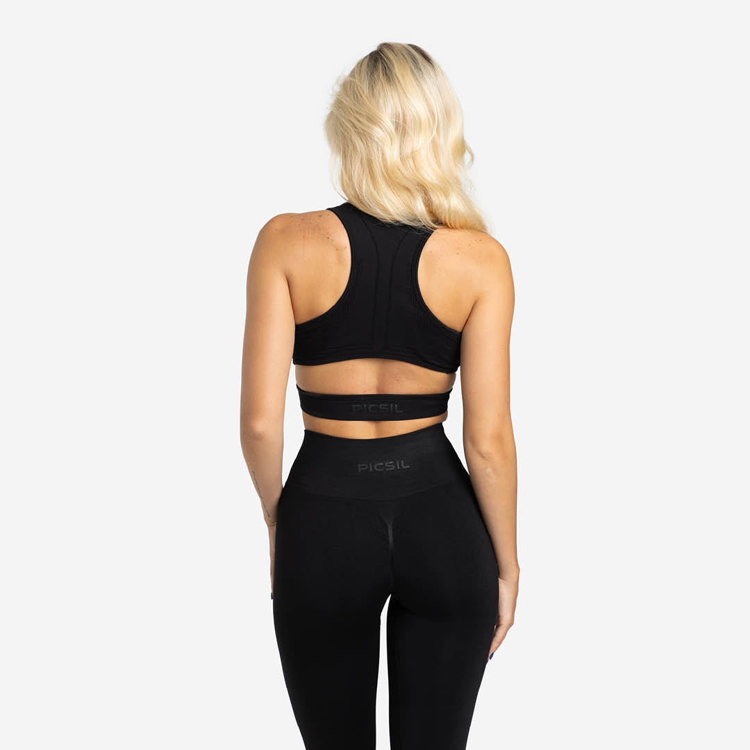 Picsil Tank sports bra with V Seamless neck Svart Picsil