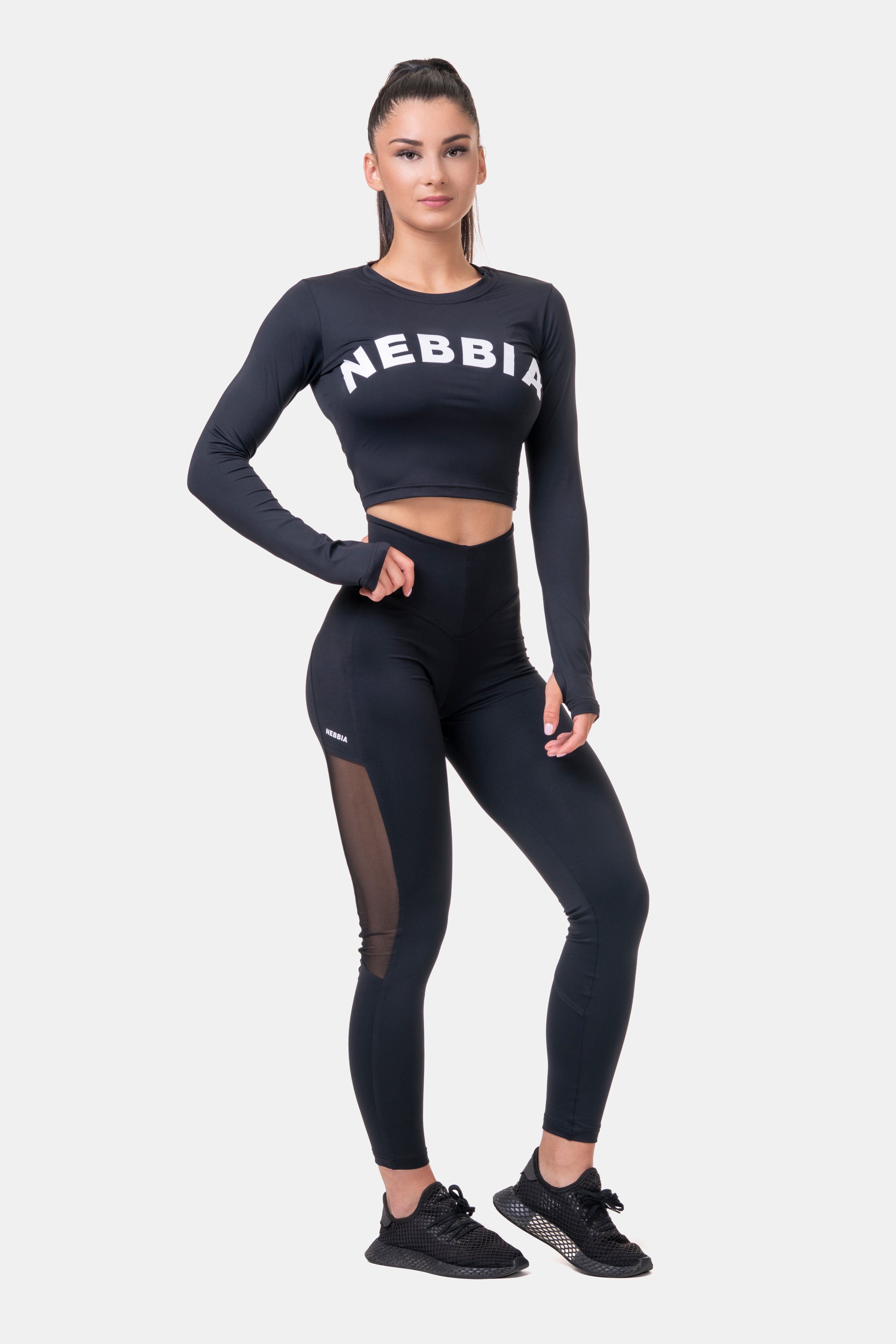 NEBBIA High Waist Mesh Tights, black NEBBIA