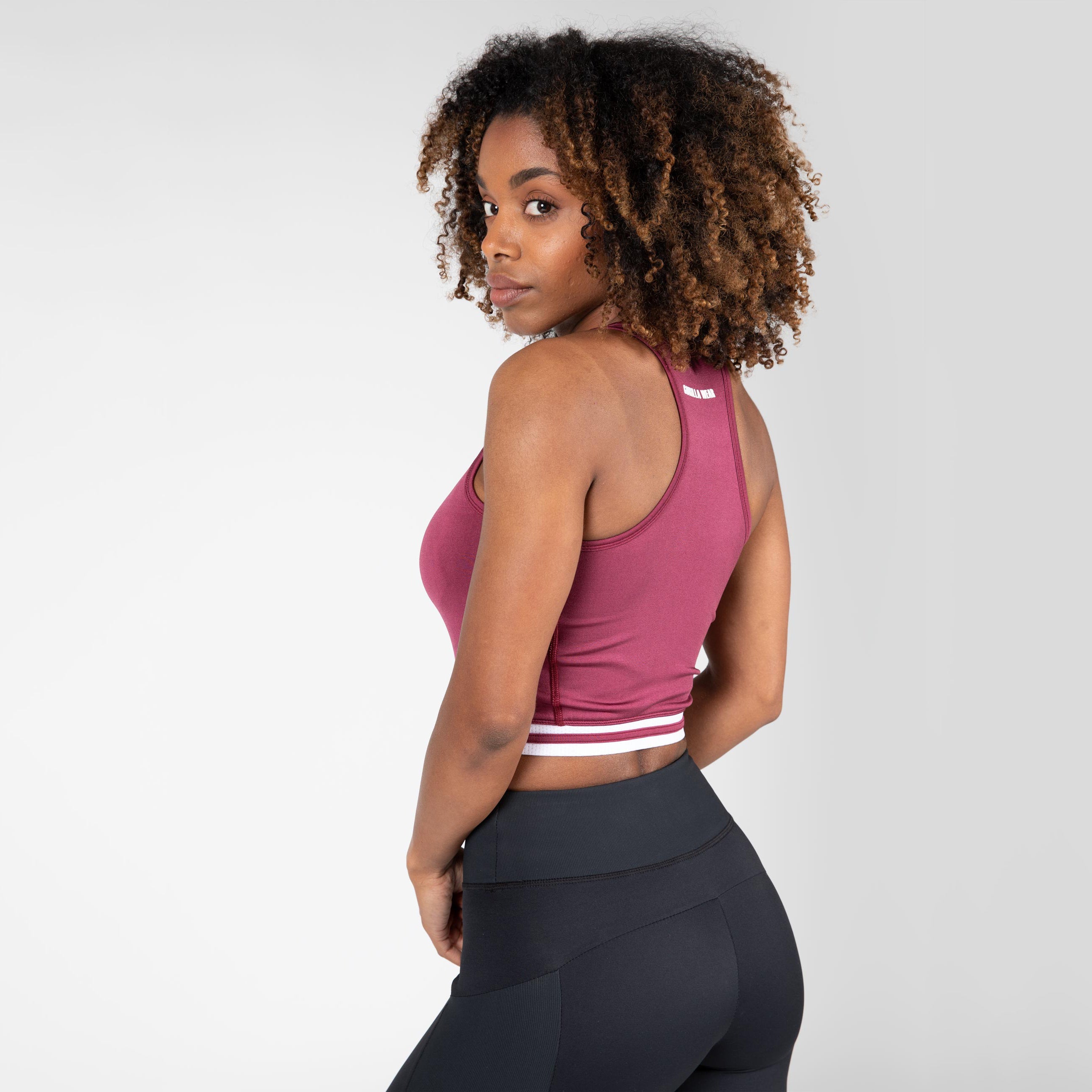 Gorilla Wear Mesa Zip Front Crop Top, burgundy red Gorilla Wear