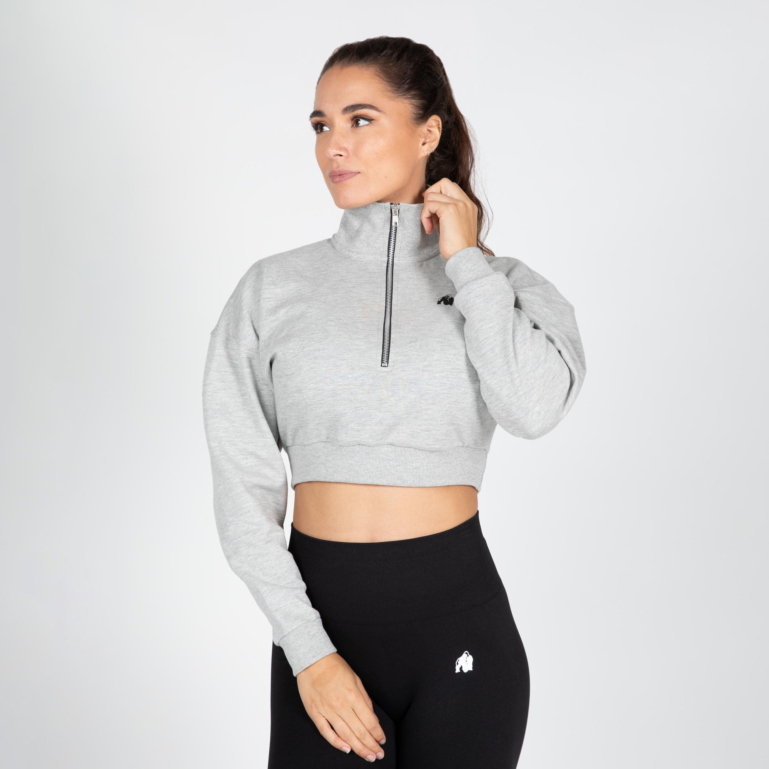 Gorilla Wear Ocala Cropped Half-Zip Sweatshirt, grey Gorilla Wear