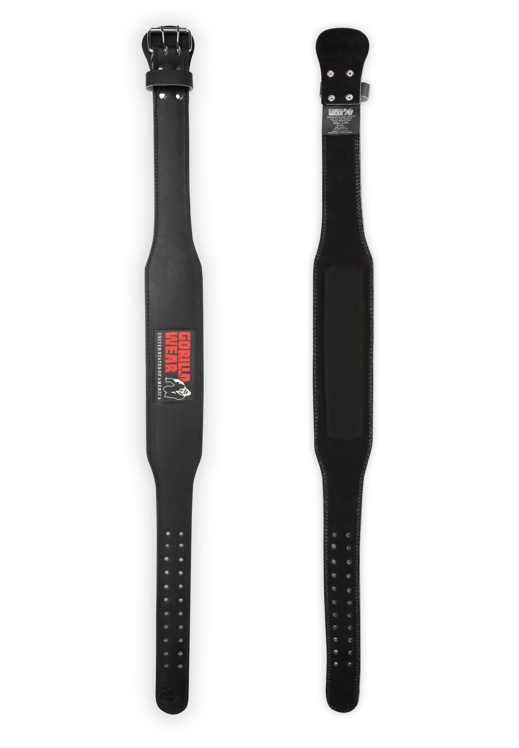 Gorilla Wear 4 Inch Padded Leather Belt, black/red Gorilla Wear