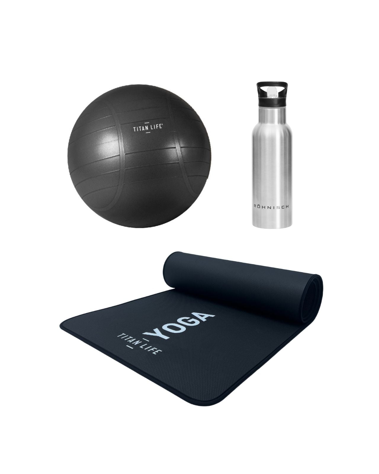 Hemmaträningspaket – Yogamatta, Gymboll & Vattenflaska