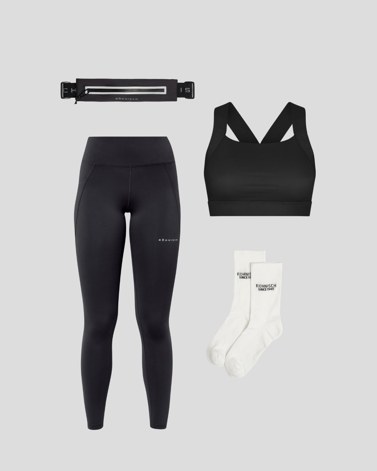 Röhnisch Träningspaket Kvinna – Sport-BH, Tights, Strumpor & Running Belt