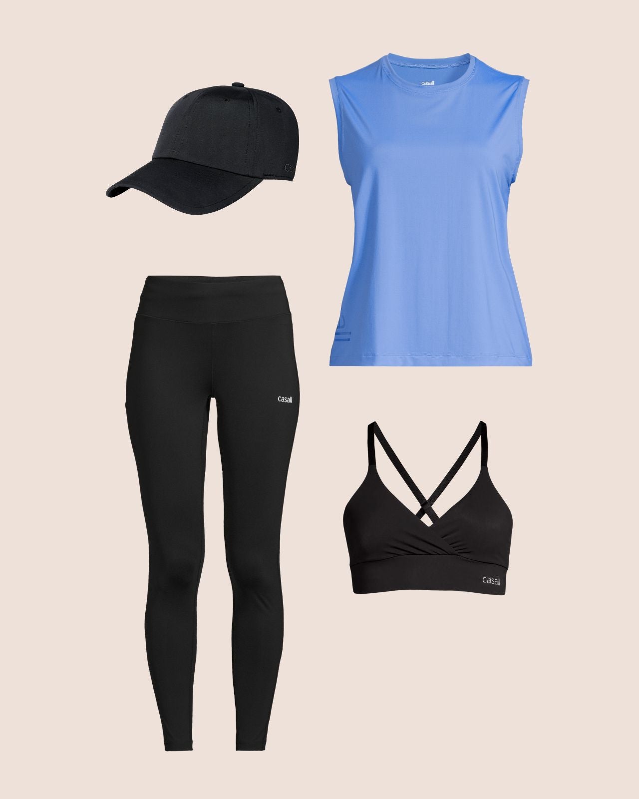 Casall Träningspaket Kvinna – Sport-BH, Tights, Linne & Keps