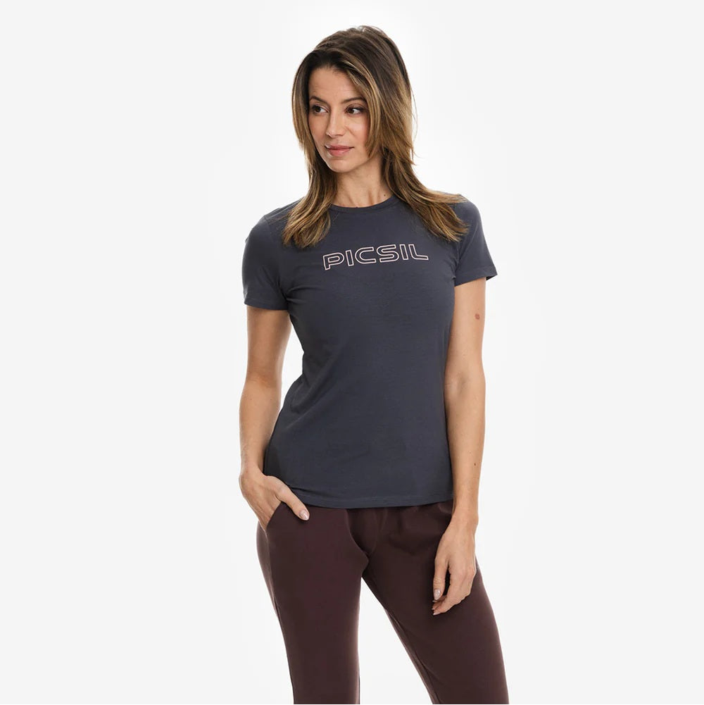 Picsil Short manga women sport t -shirt Grå Picsil