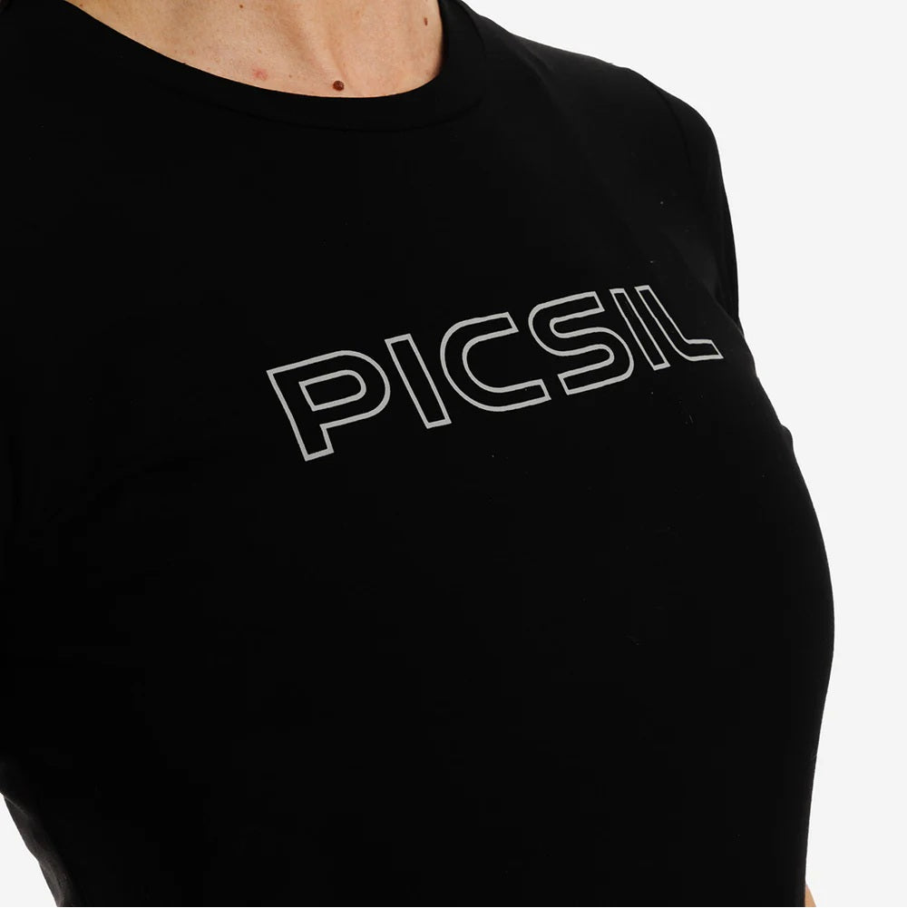 Picsil Short manga women sport t -shirt Svart Picsil