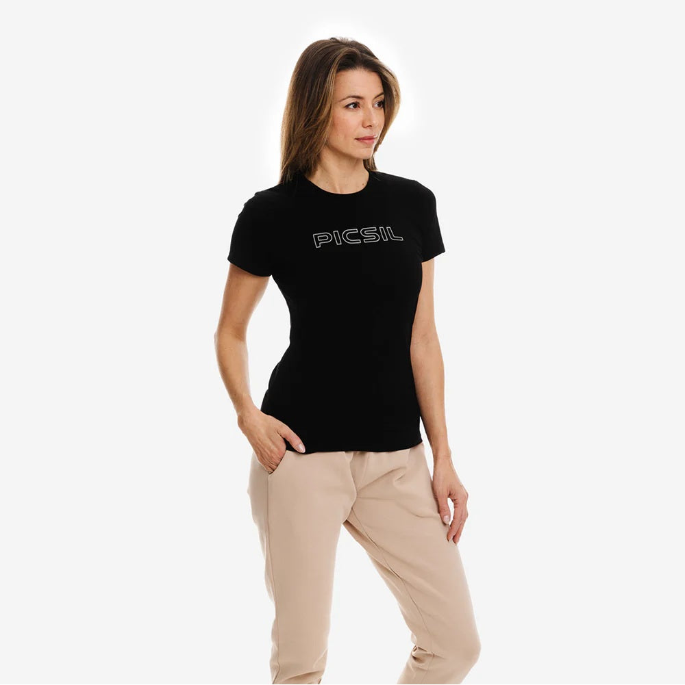 Picsil Short manga women sport t -shirt Svart Picsil