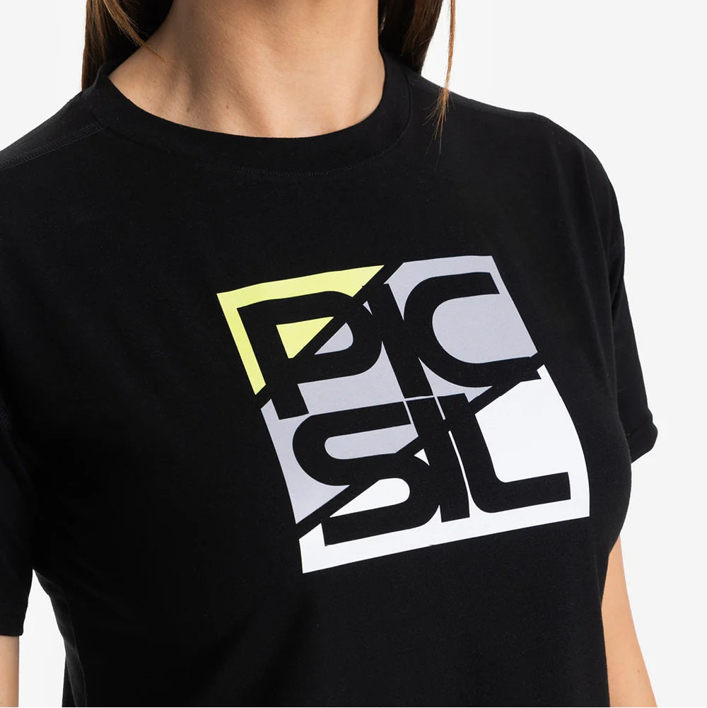Picsil T-shirt Premium CROP Short Manga Woman Svart Picsil