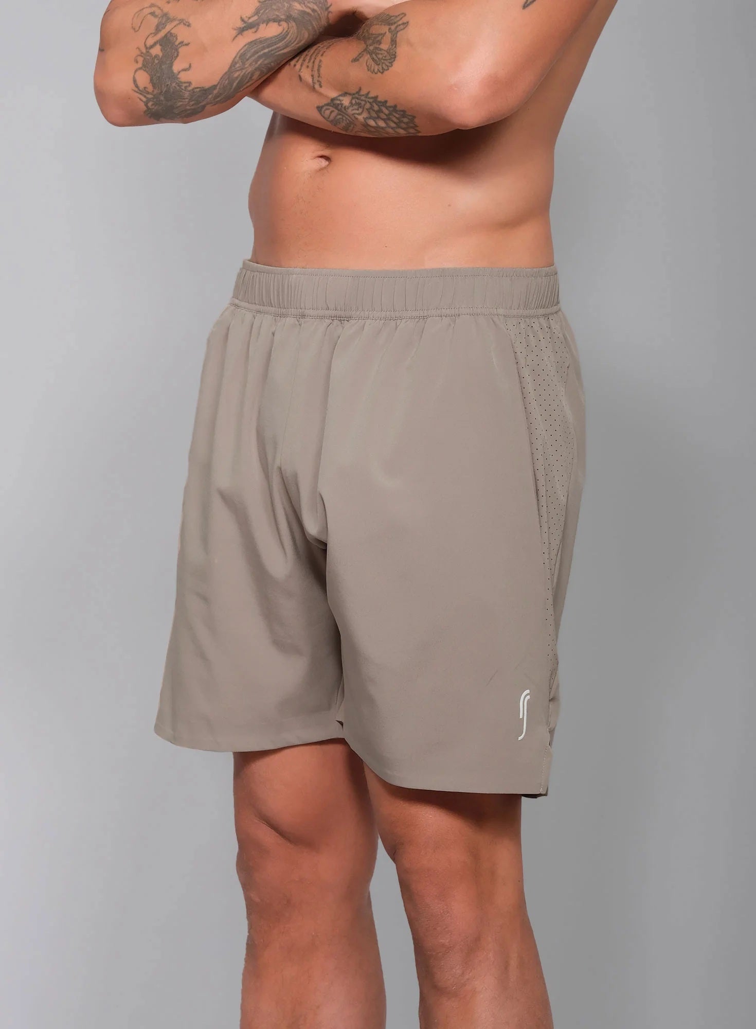 RS Men's Performance Shorts - Side Mesh Taupe RS