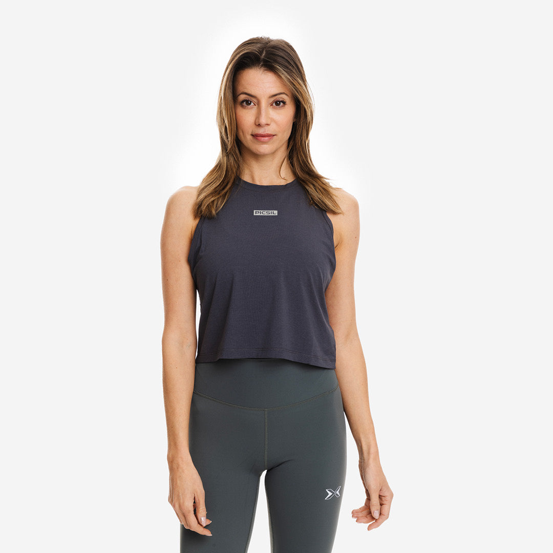 Picsil Women's Sports Crop Top Midnight