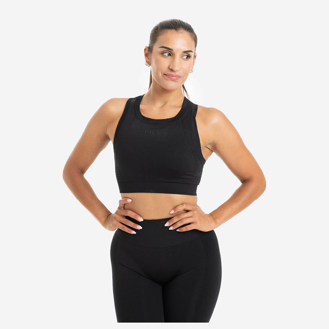 Picsil TOP WOMEN TRAINING SEAMLESS Svart Picsil