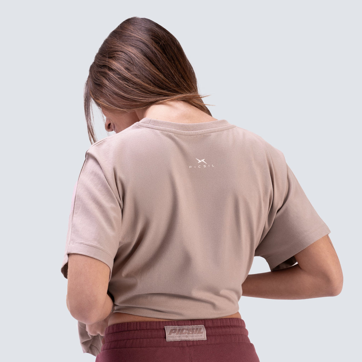 Picsil Women's Oversized Cropped T-shirt Lifestyle AW25 Taupe