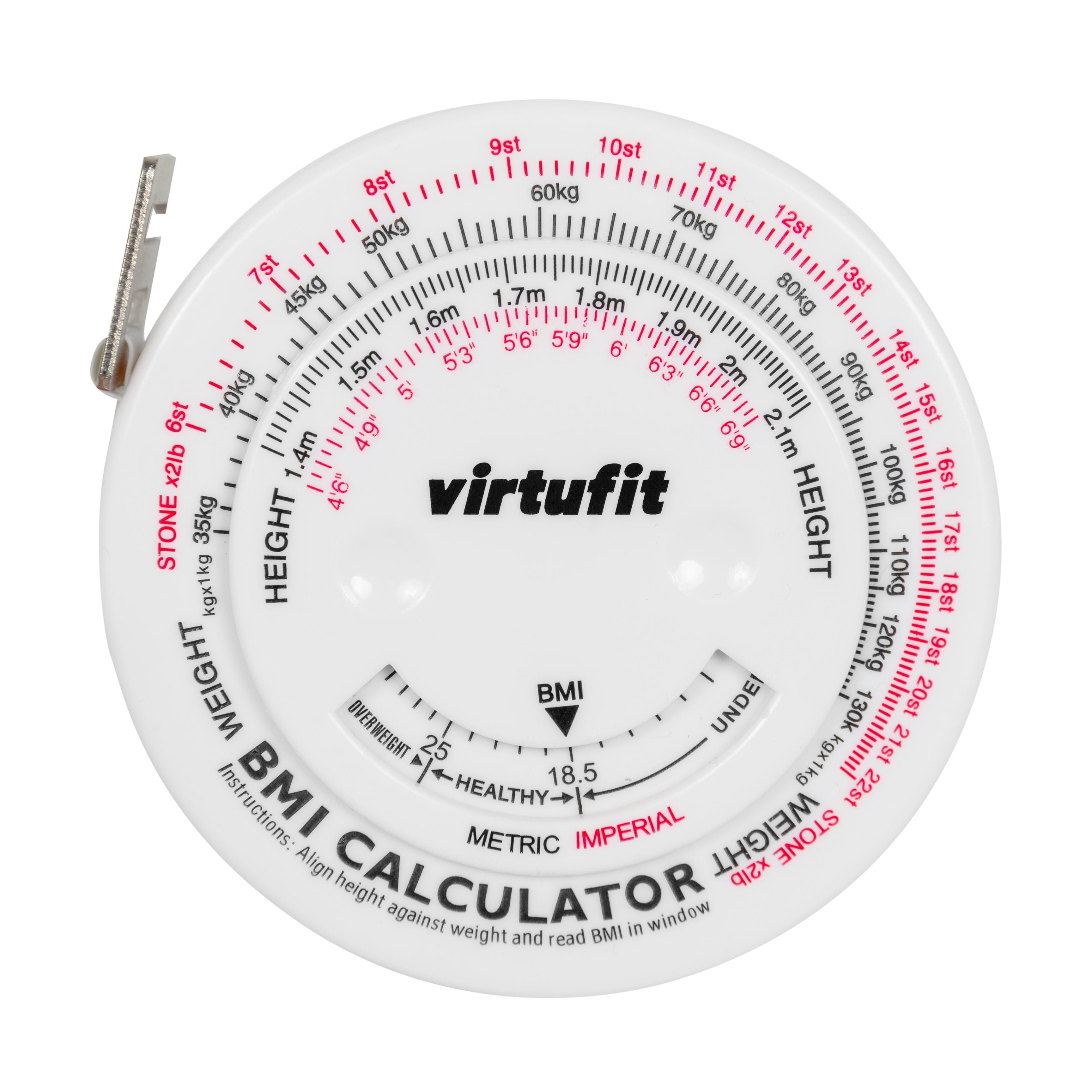 Virtufit Measuring Tape with BMI Calculator, 150 cm Virtufit