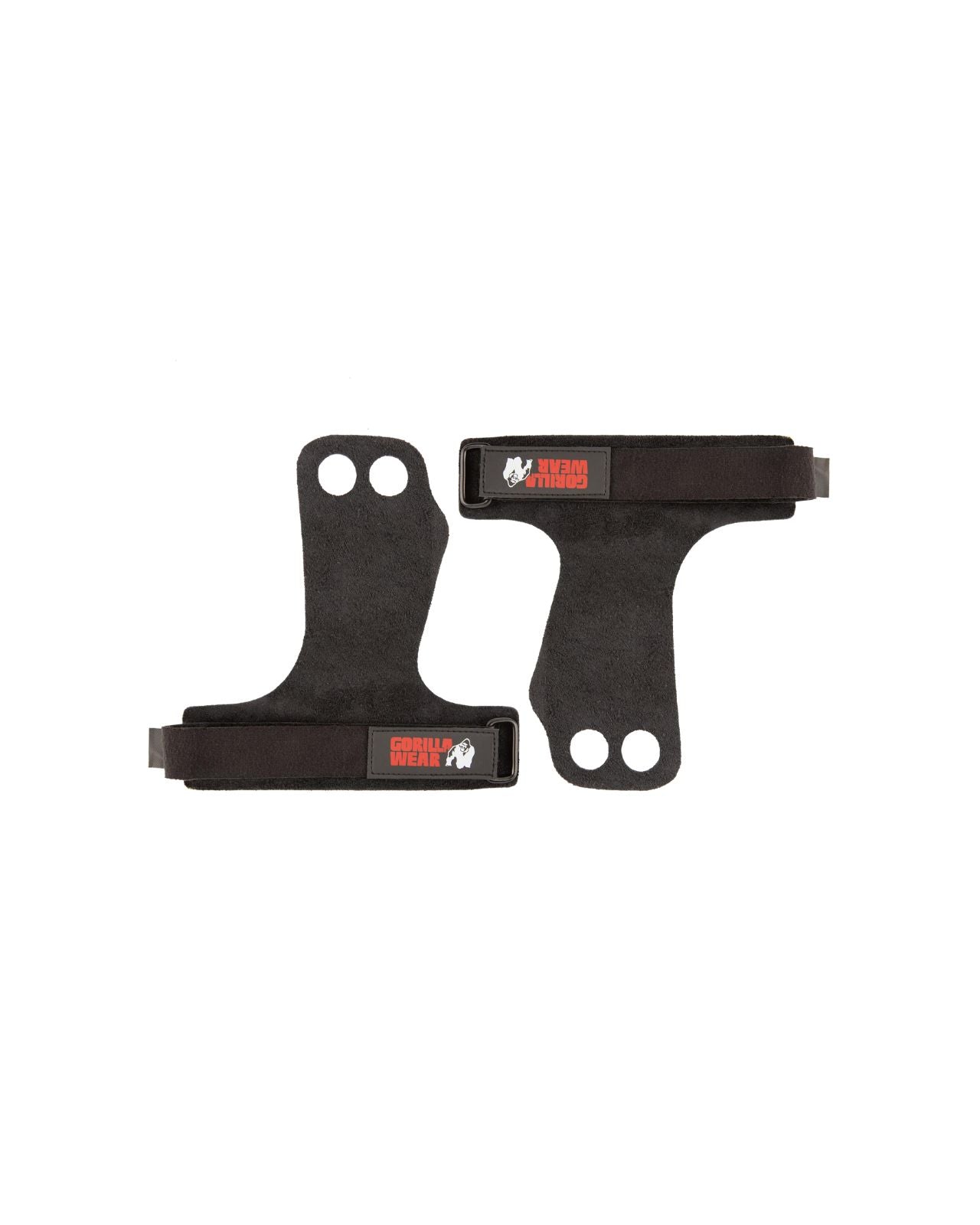 Gorilla Wear 2-Hole Leather Lifting Grips, black Gorilla Wear
