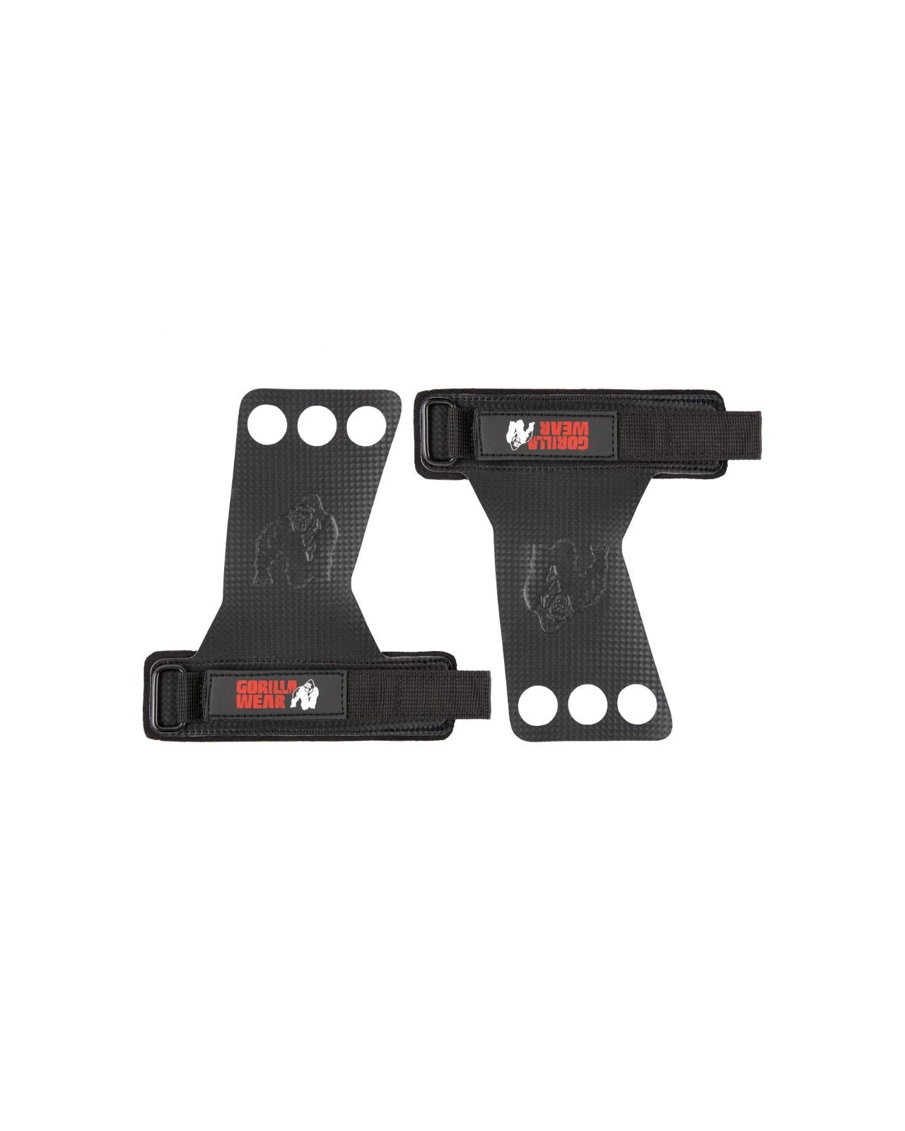 Gorilla Wear 3-Hole Carbon Lifting Grips, black Gorilla Wear