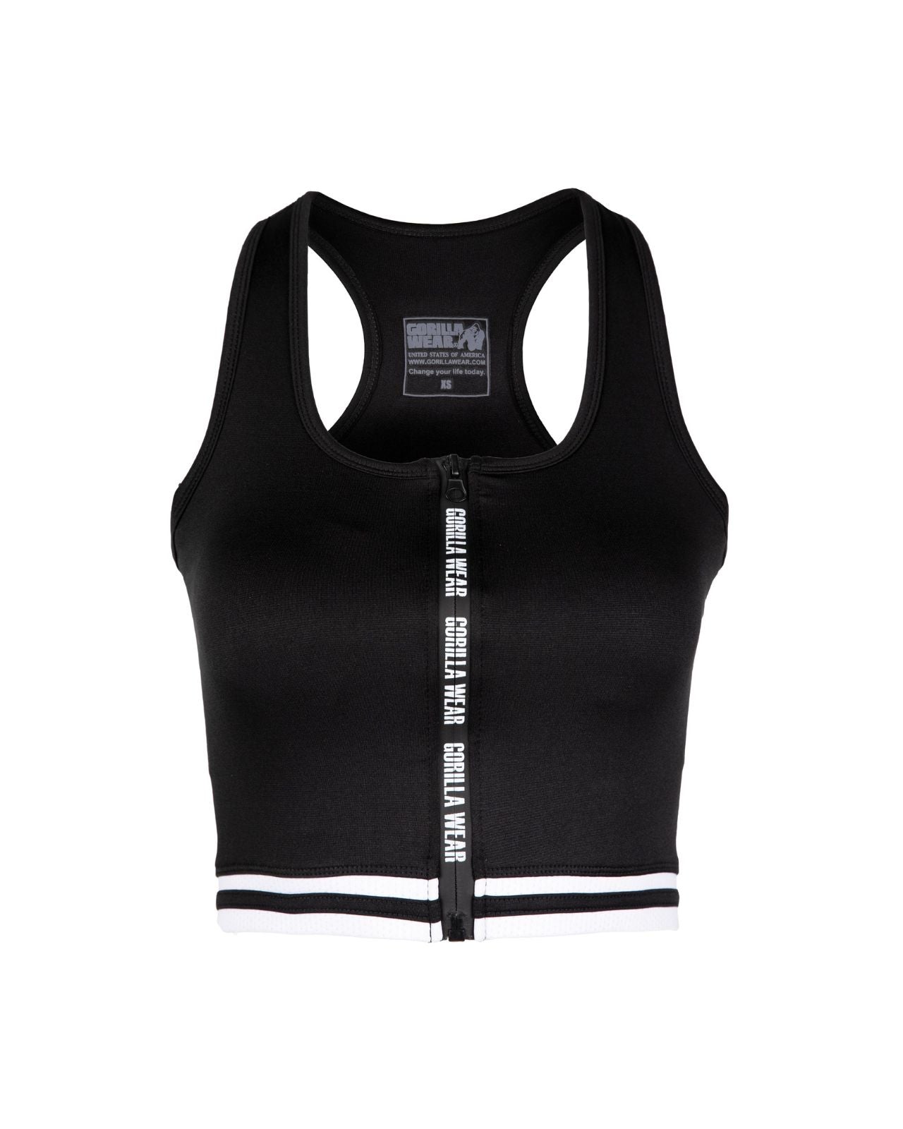 Gorilla Wear Mesa Zip Front Crop Top, black Gorilla Wear