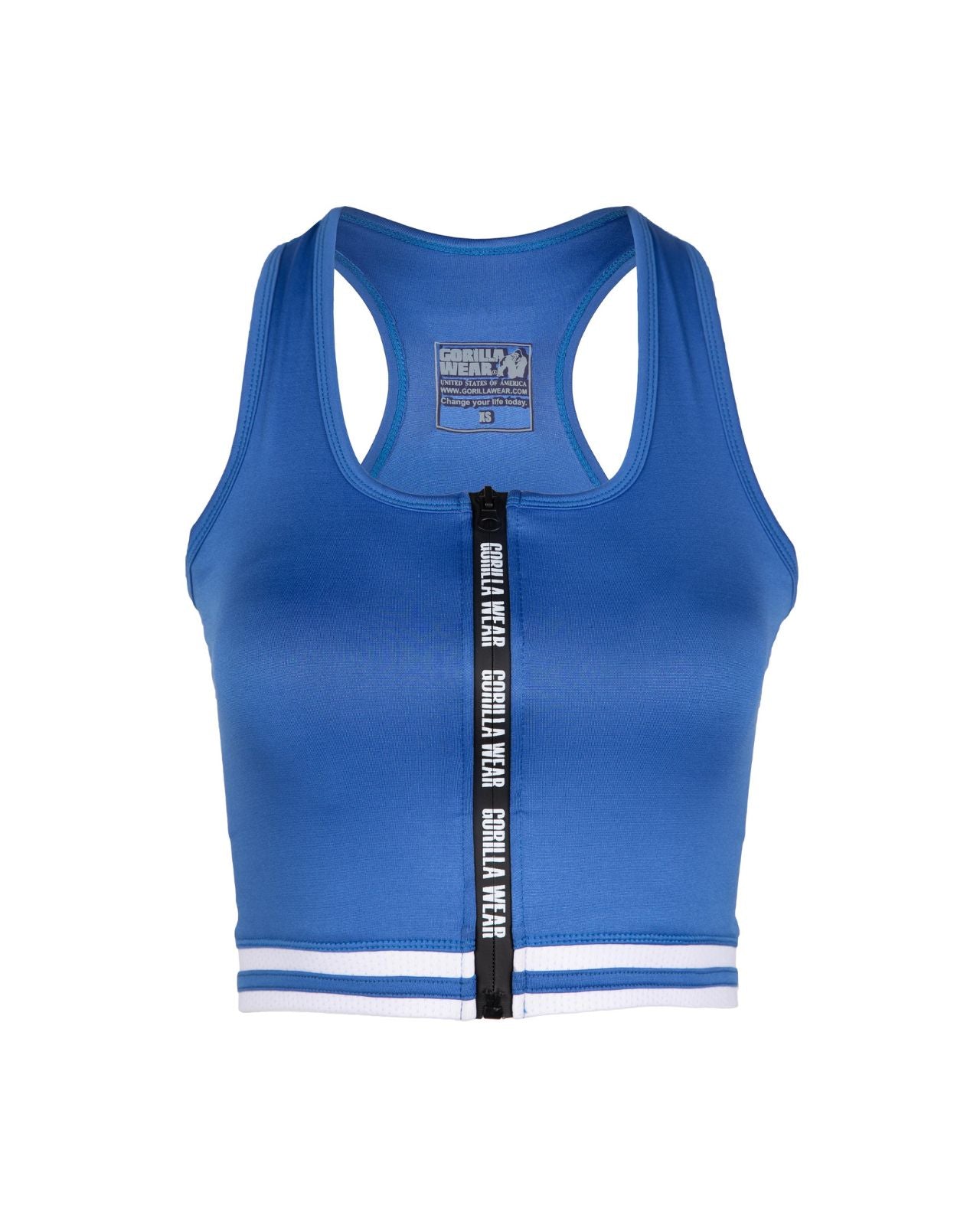 Gorilla Wear Mesa Zip Front Crop Top, blue Gorilla Wear