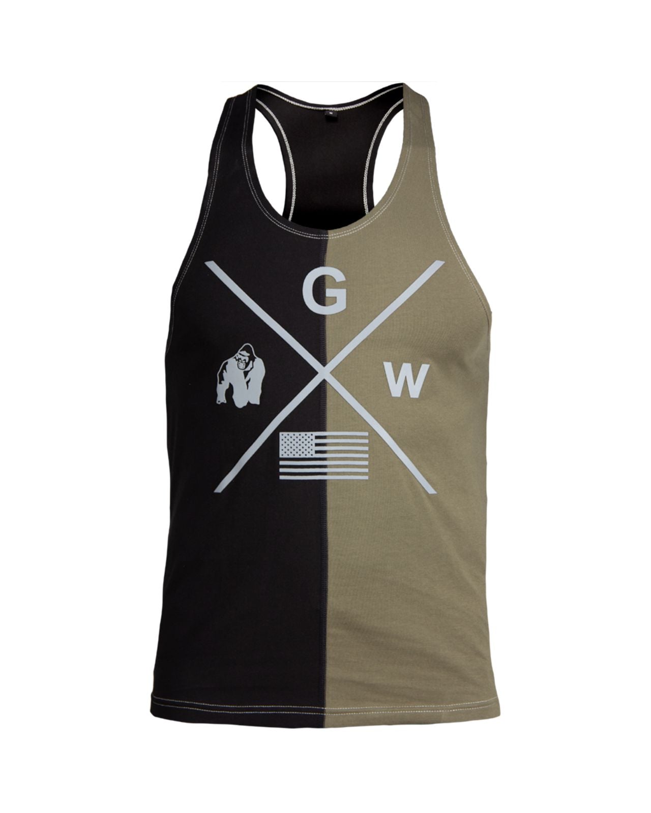 Gorilla Wear Sterling Stringer Tank Top, black/army green Gorilla Wear