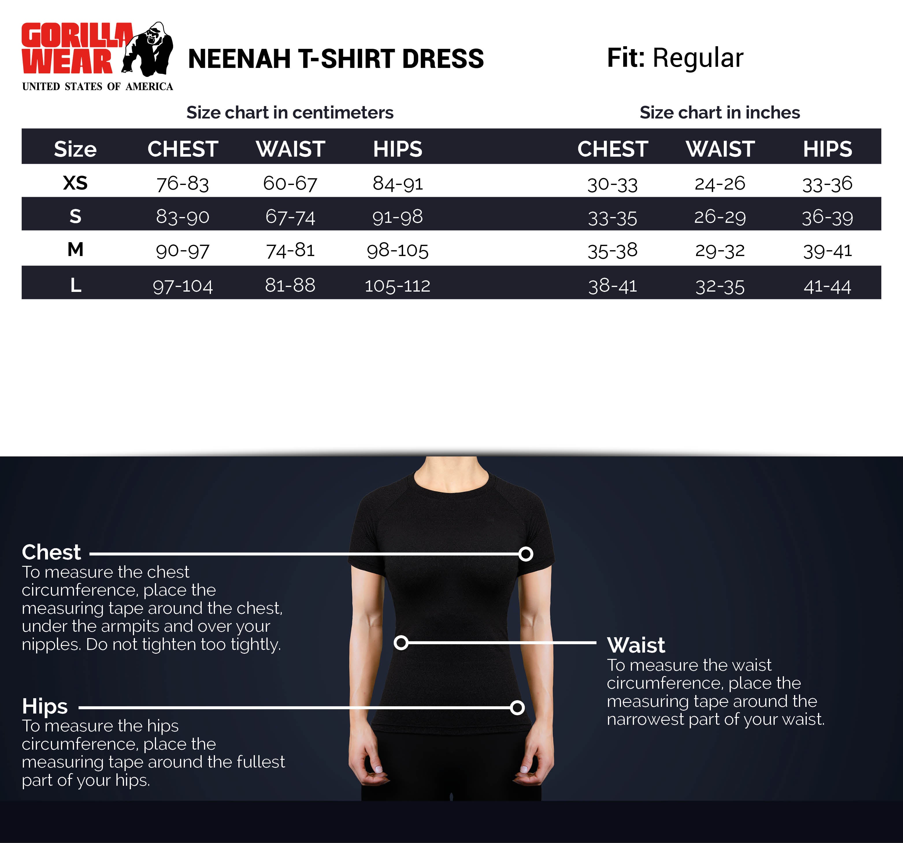 Gorilla Wear Neenah T-Shirt Dress, black Gorilla Wear