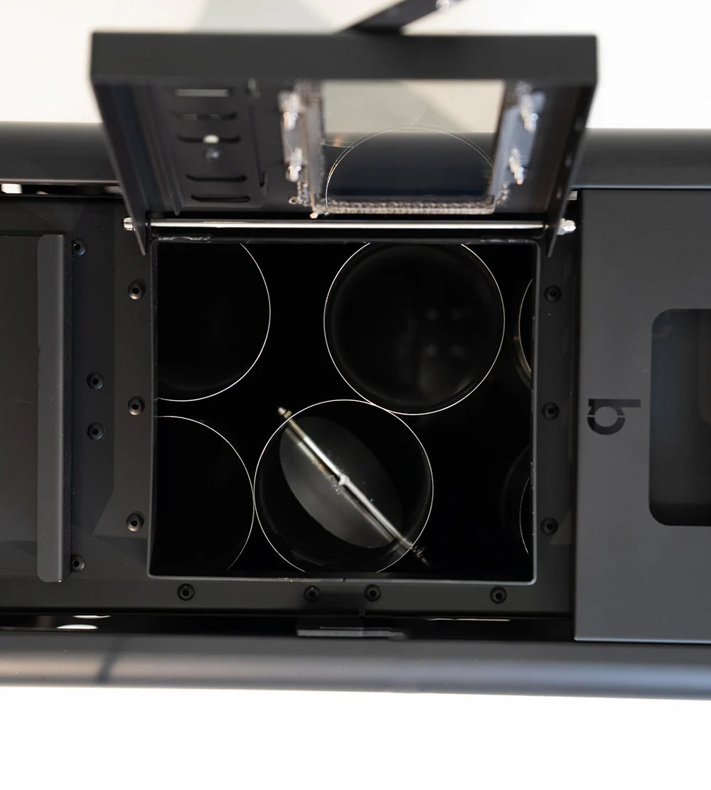 Bastukamin med glaslucka och ventilation