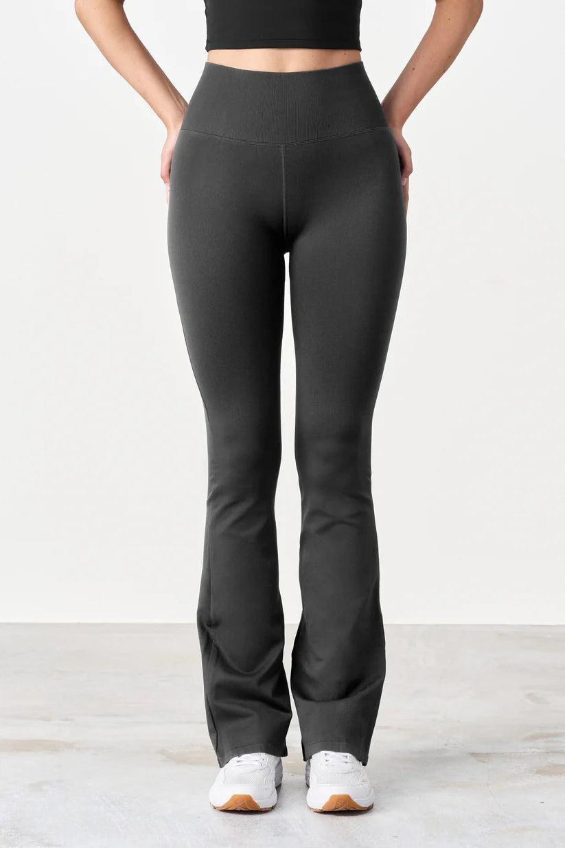 FAMME Seamless Flared Tights Grå – Sömlösa Utsvängda
