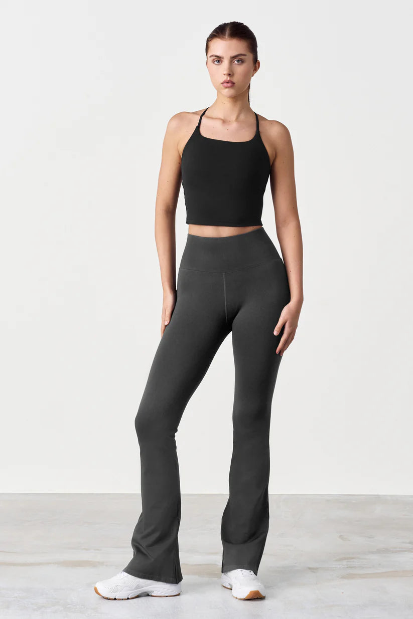 FAMME Seamless Flared Tights Grå – Sömlösa Utsvängda