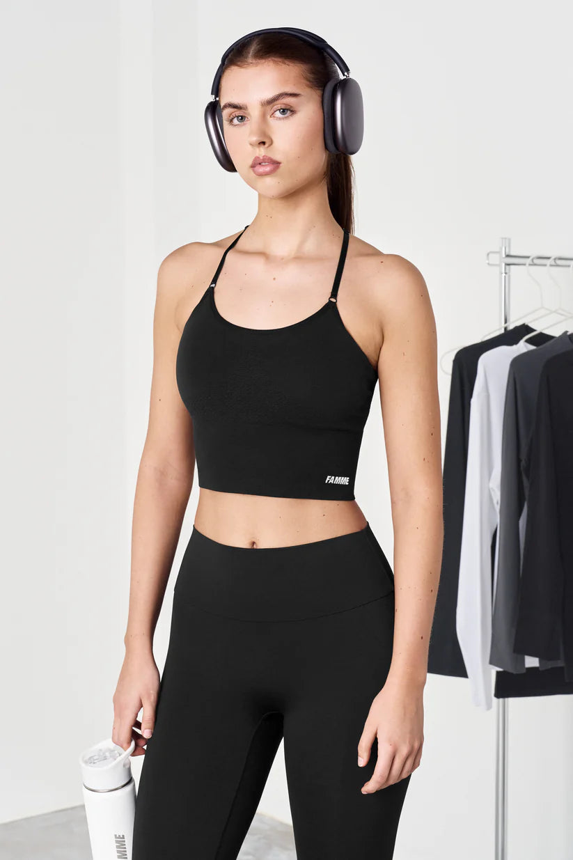 FAMME Power Seamless Top Svart