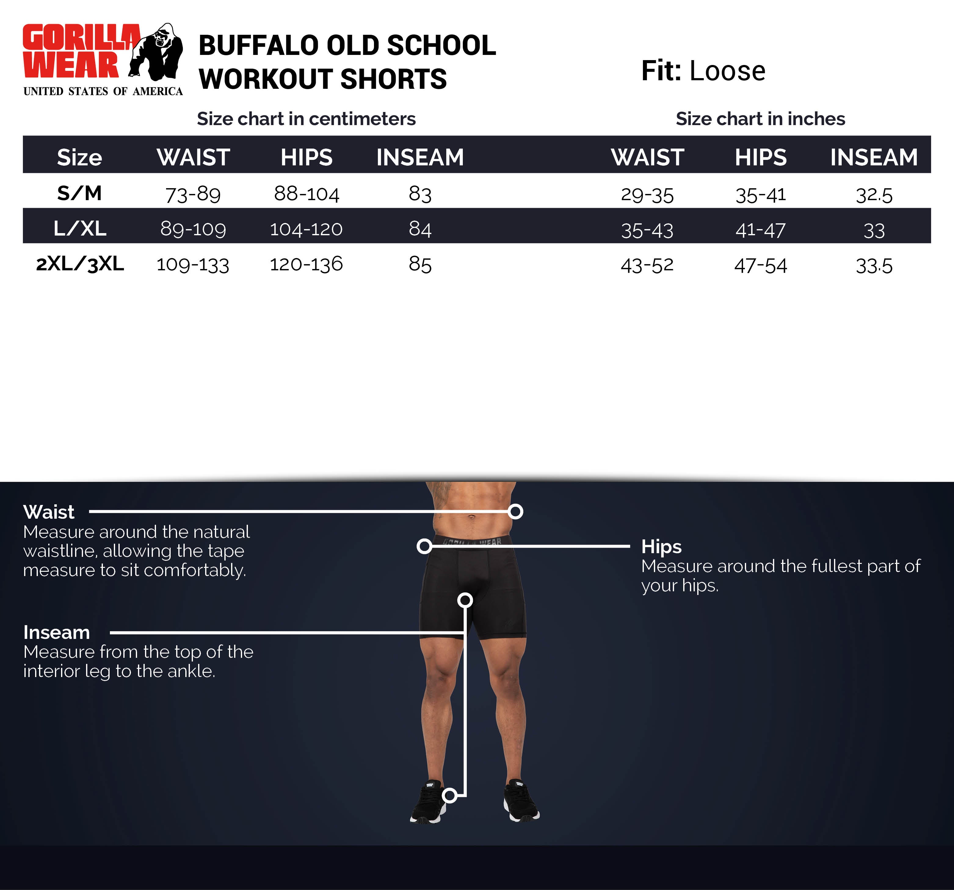 Gorilla Wear Buffalo Old School Workout Shorts, black/grey Gorilla Wear