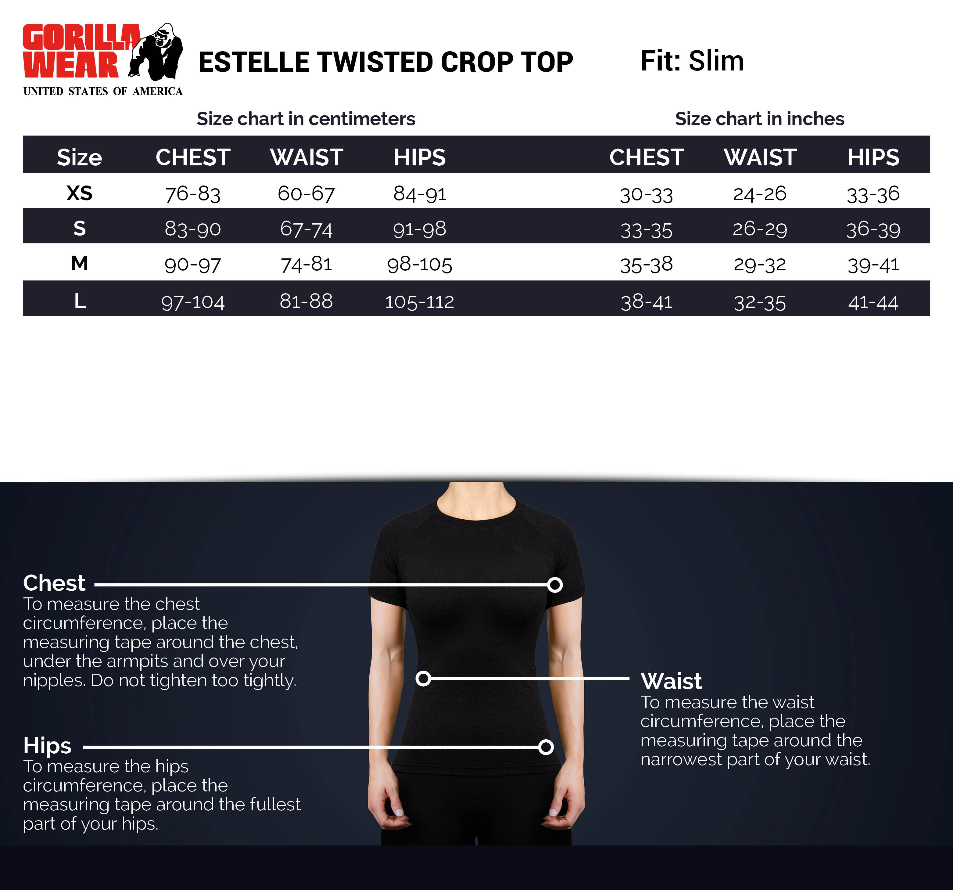 Gorilla Wear Estelle Twisted Crop Top, black Gorilla Wear