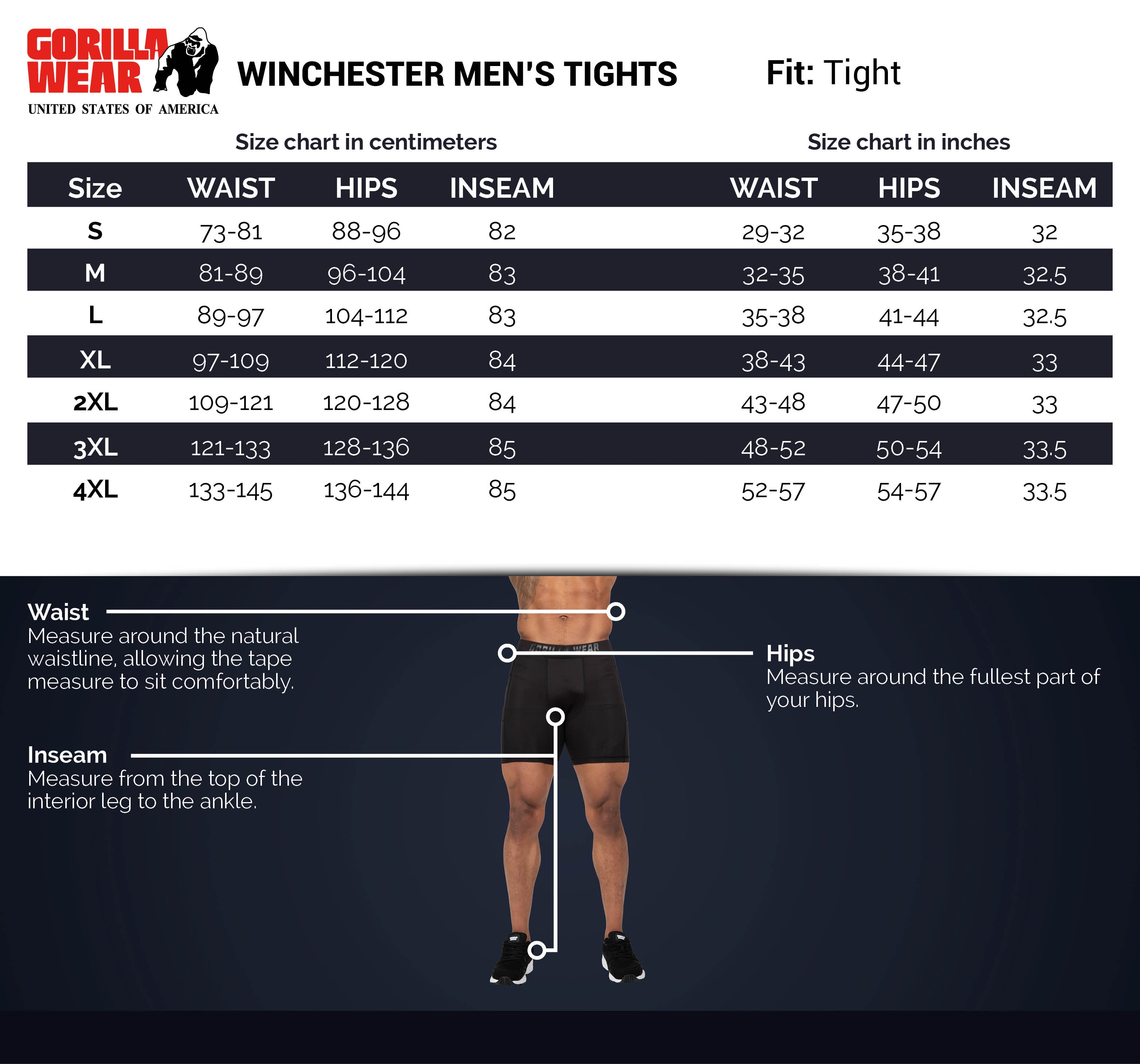 Gorilla Wear Winchester Men's Tights, black Gorilla Wear